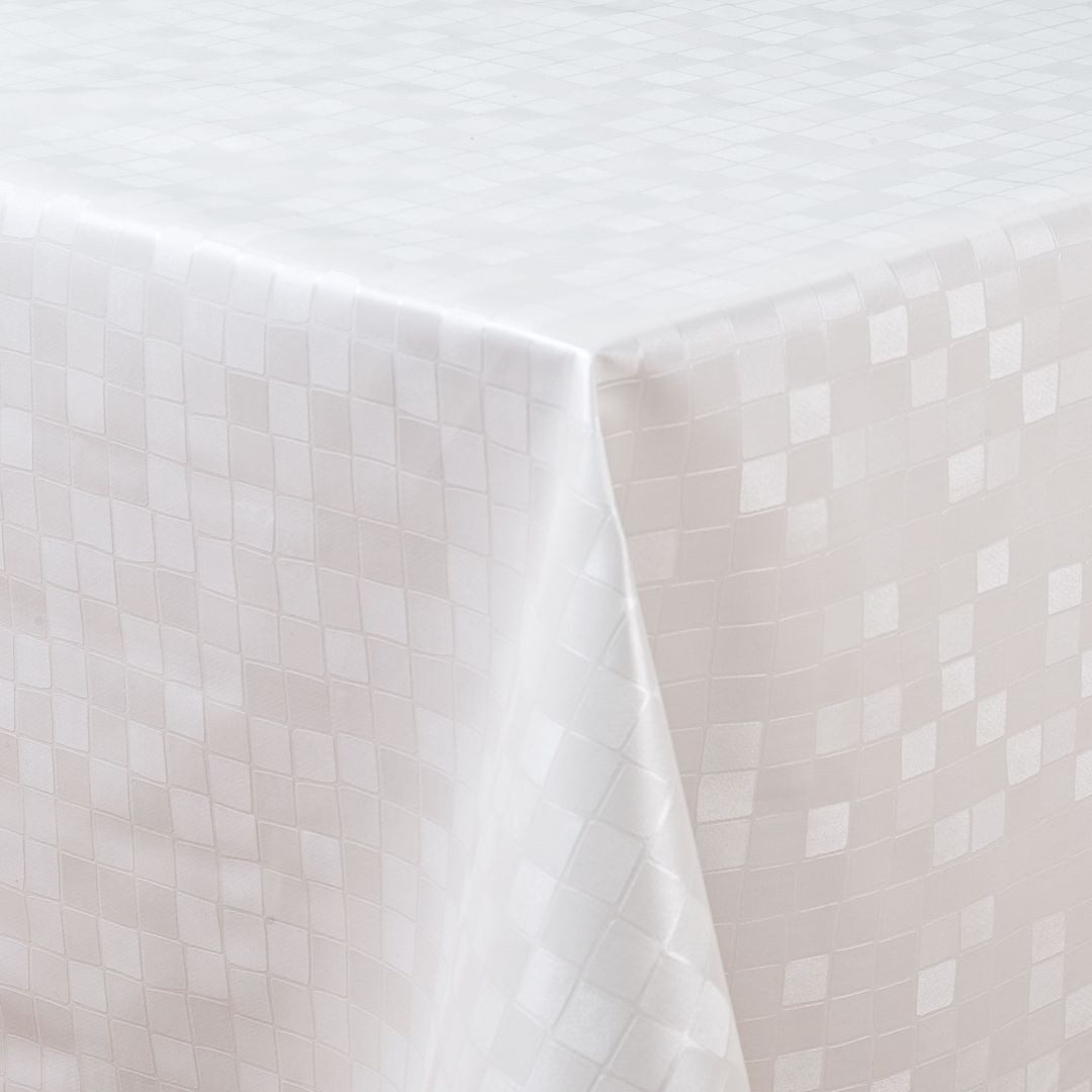 laro Tischdecke Wachstuch-Tischdecken Damask glanz weiss rechteckig – Bild 3 von 4