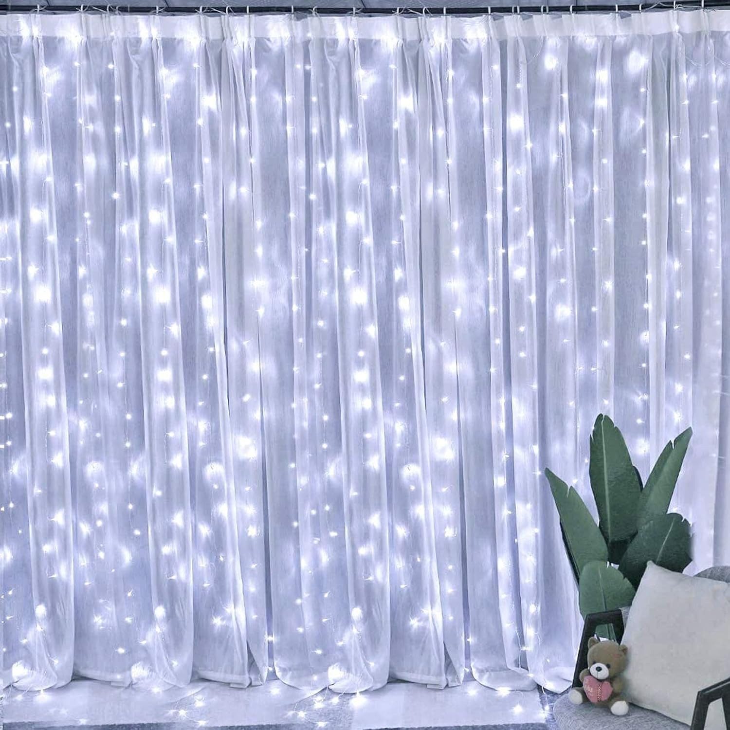 Qualra LED-Lichtervorhang 2Mx2M 192LEDs Lichtervorhang Innen günstig online kaufen