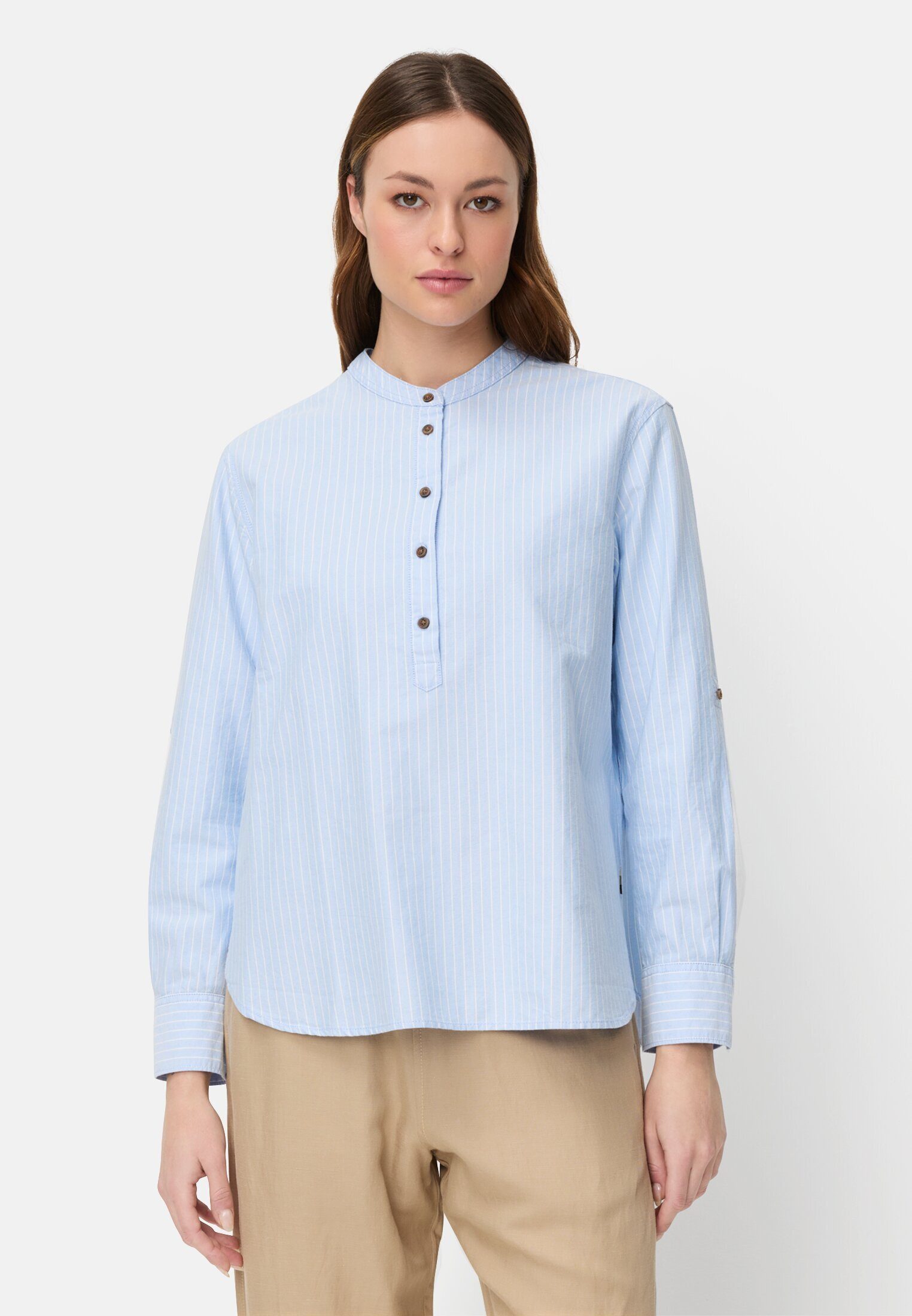camel active Langarmbluse Gestreifte Bluse mit krempelbaren Ärmeln Langarm günstig online kaufen