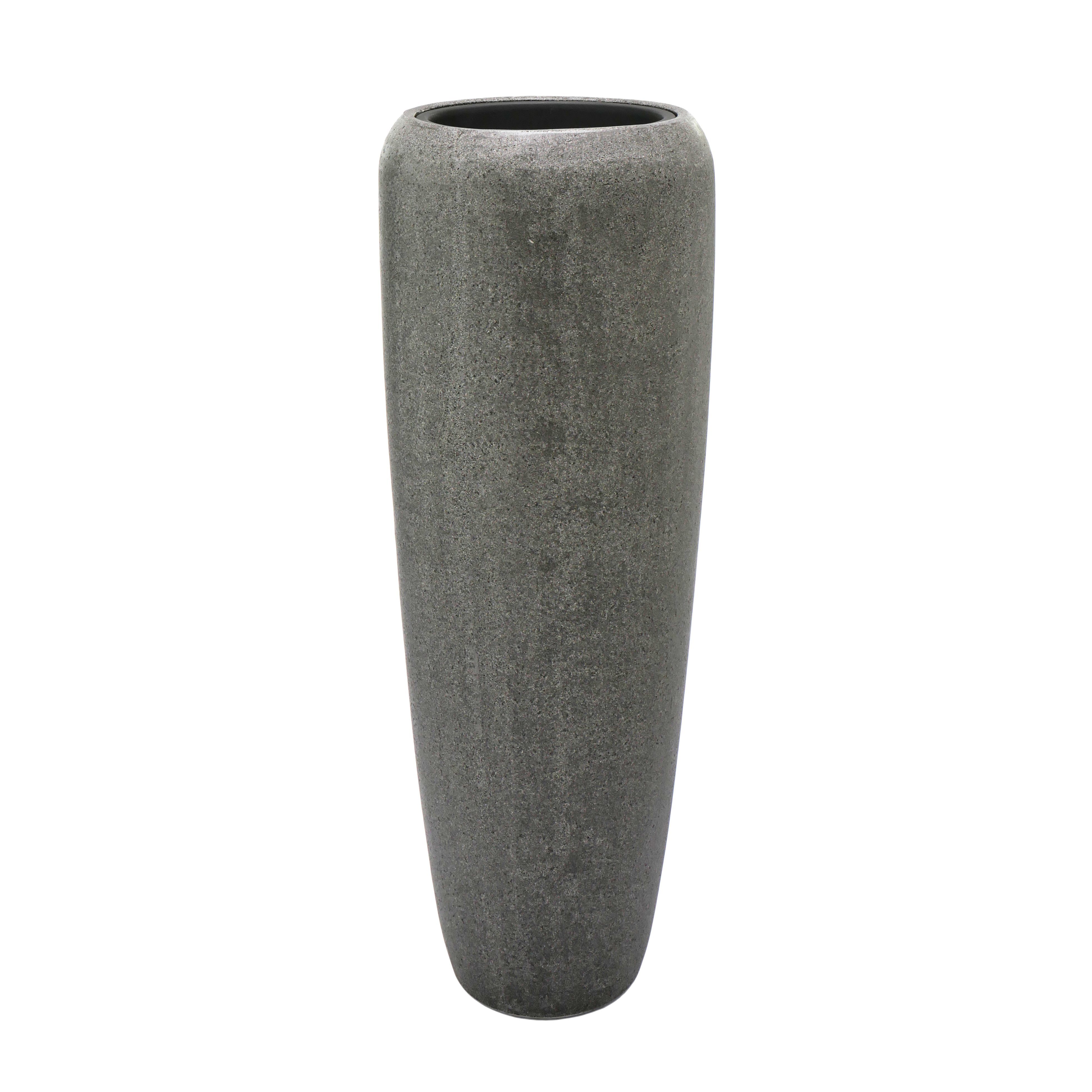 Flingora Bodenvase Cleo, mit Einsatz - Fiberglas - Indoor & Outdoor - Steingrau - Höhe 97 cm