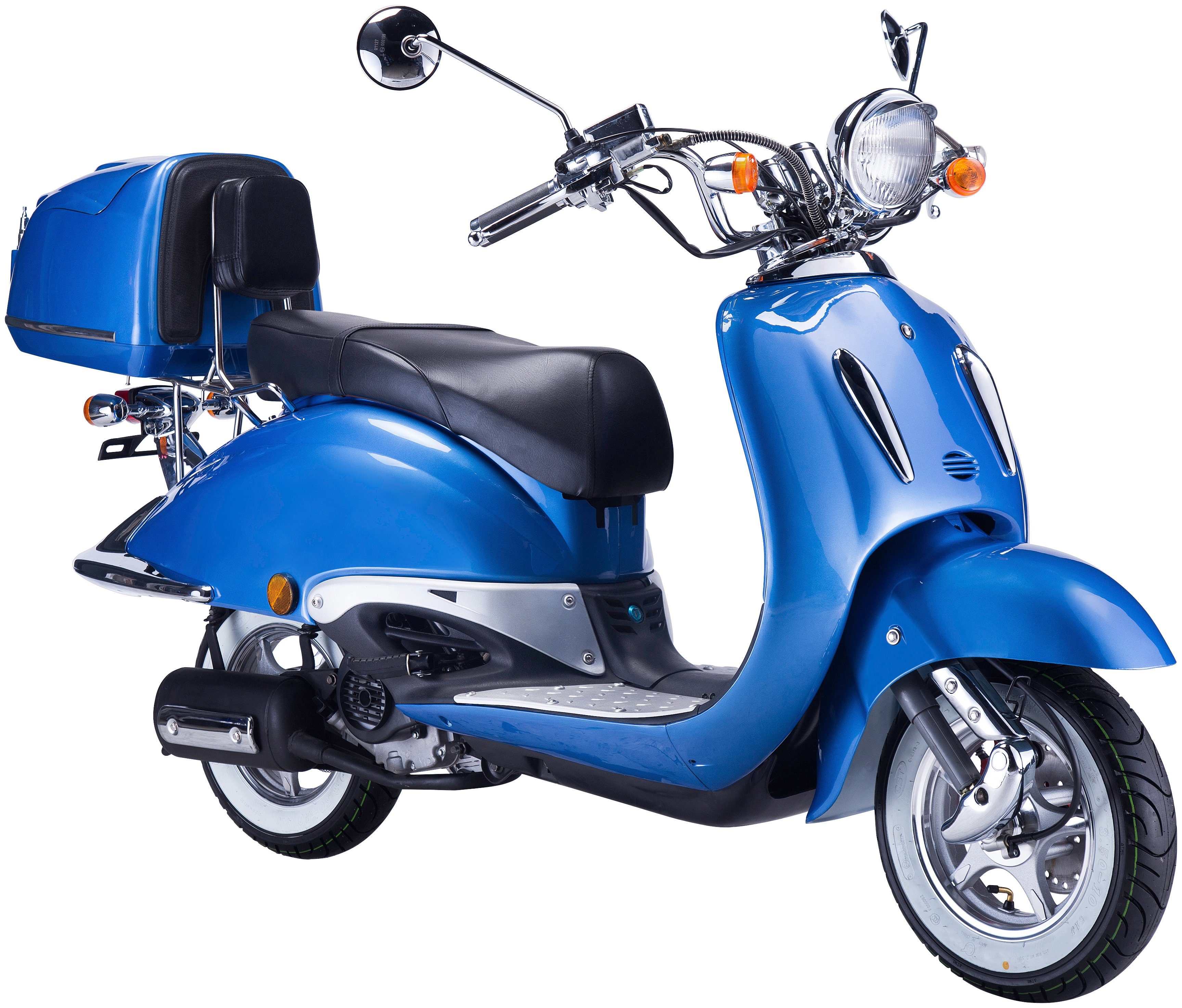 mit ccm, Strada, km/h, Euro UNION Motorroller (Set), 85 blau 125 5, Topcase GT