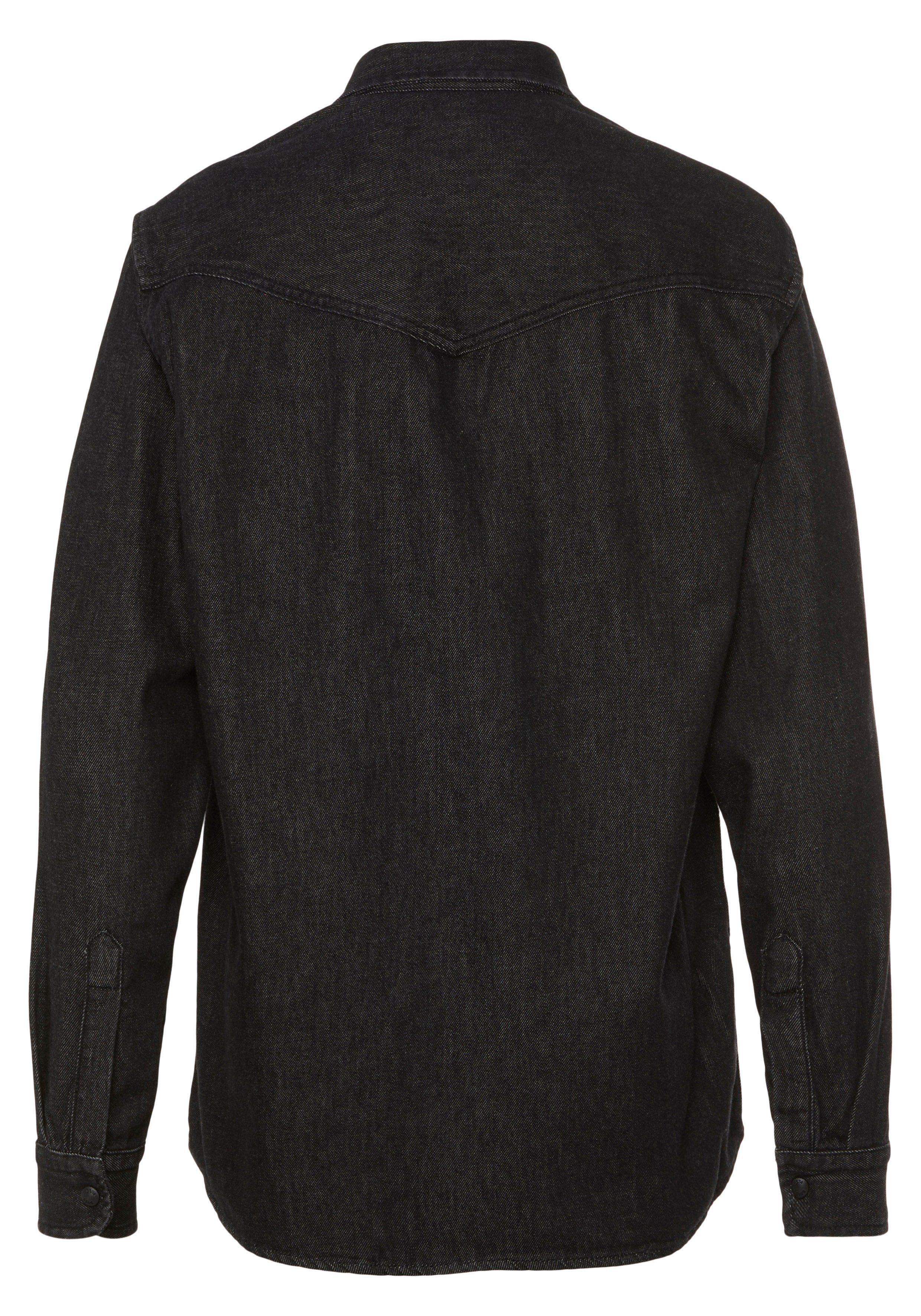 ORANGE Black passendener mit farblich Langarmhemd Lebop Knopfleiste BOSS BOSS von