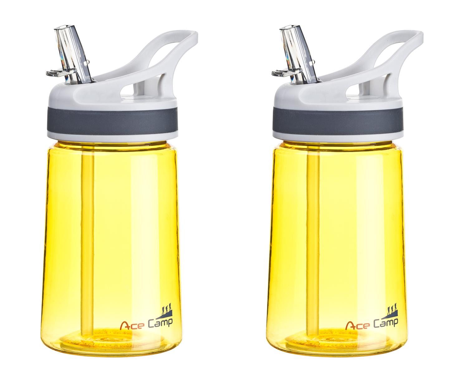 AceCamp Trinkflasche 2er-Set 350 ml in Gelb für Alltag, Sport und Outdoor, BPA-frei, auslaufsicher, leicht, alltagstauglich