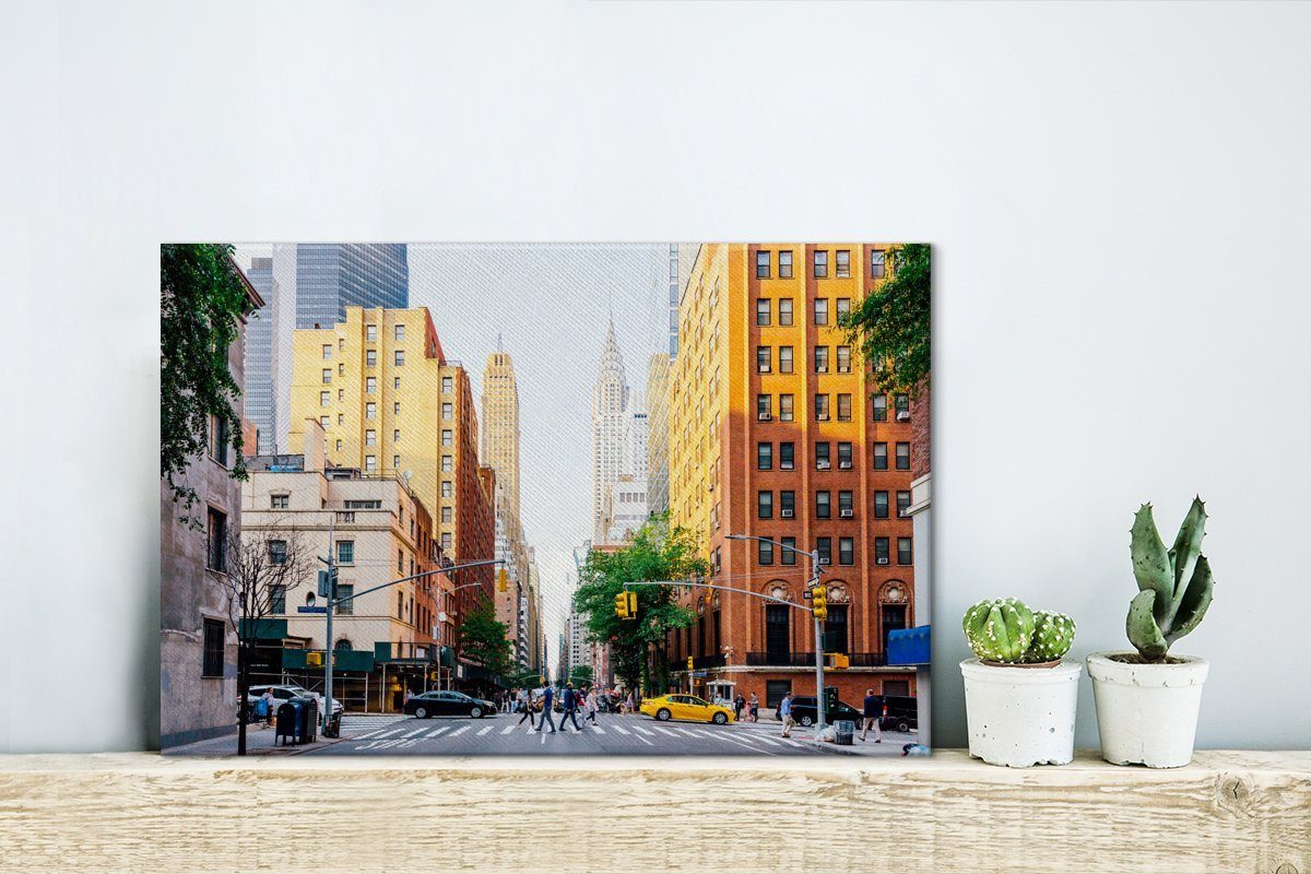 (1 Wandbild St), Leinwandbilder, Kreuzung Leinwandbild Aufhängefertig, New 30x20 York, Wanddeko, OneMillionCanvasses® in cm