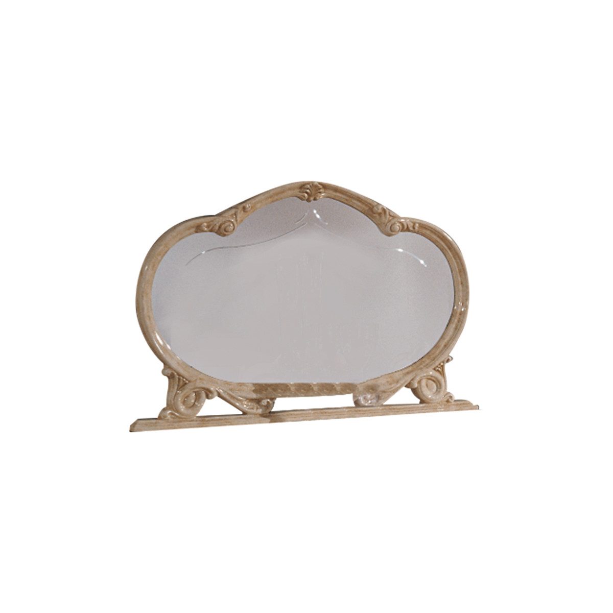 Interdesign24 Barockspiegel Bella (mit schwungvollem Rahmen und Goldverzierungen, mit Gravur), in Beige/Gold Hochglanz