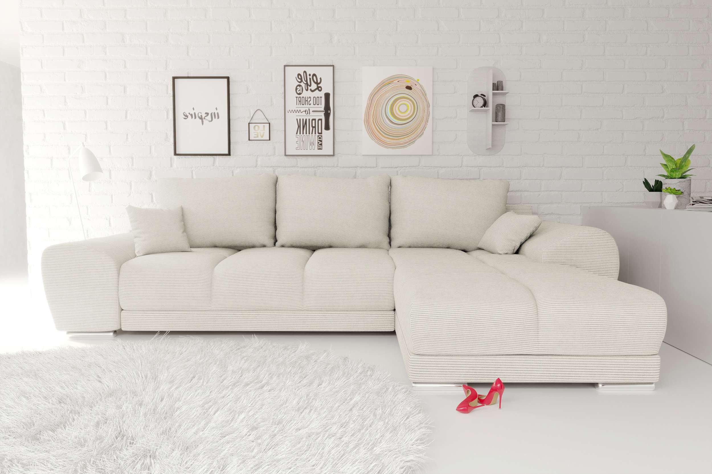 99rooms Ecksofa Antalya, Sofa L-Form, Eckcouch, mit abnehmbaren Kissen, Sch günstig online kaufen