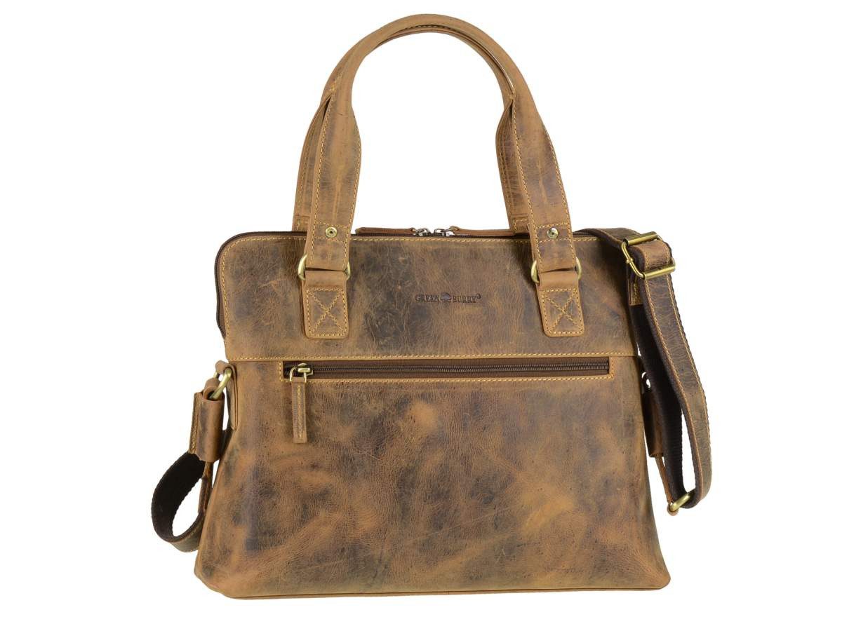 Greenburry Umhängetasche "Vintage" Leder, Schultertasche, Handtasche, antikbraun, Tragegriffe, Schultergurt