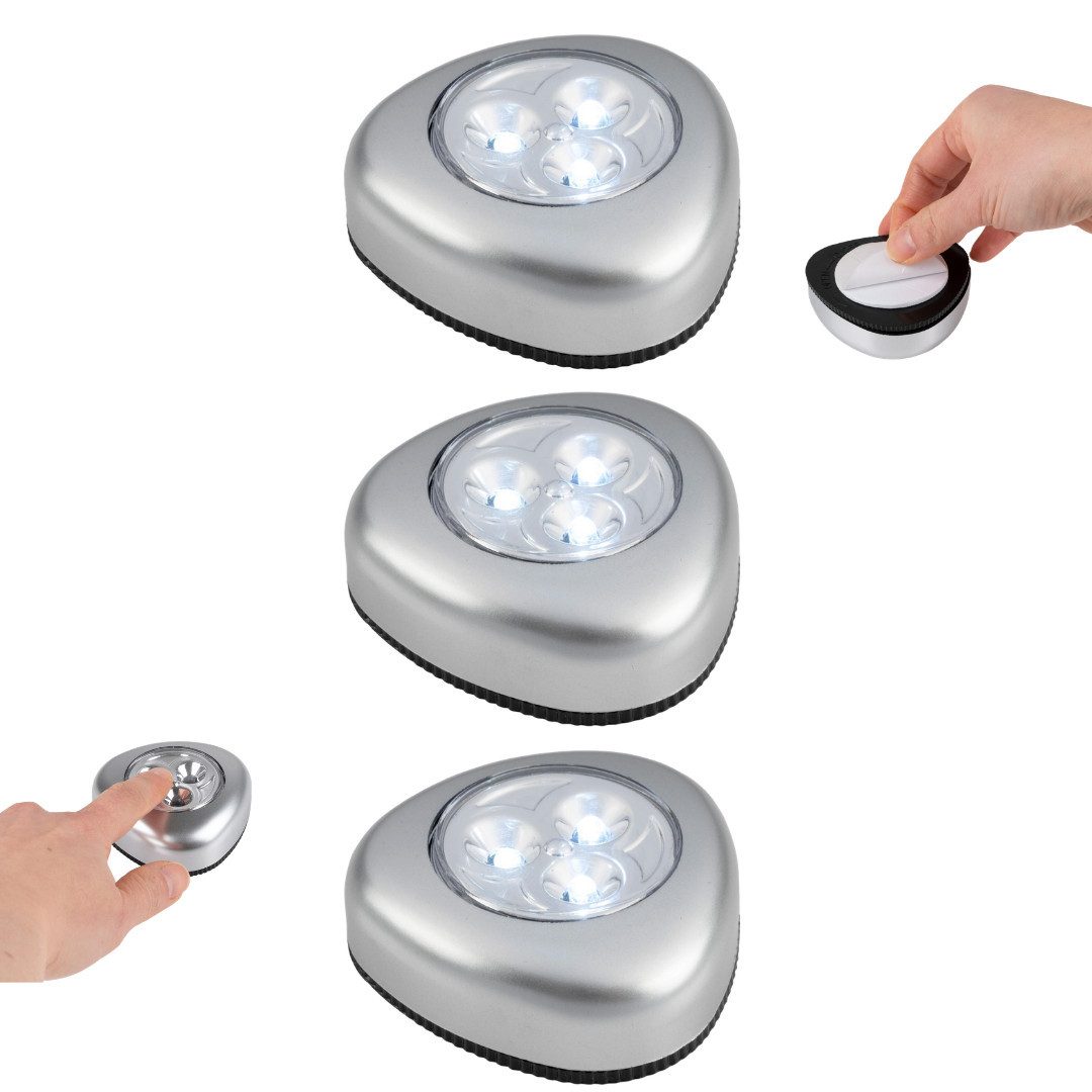 Grundig Schrankleuchte 3er Set LED Druckleuchten Selbstklebend Schrankleuchten, LED fest integriert, Selbstklebende Montage, Druckschalter