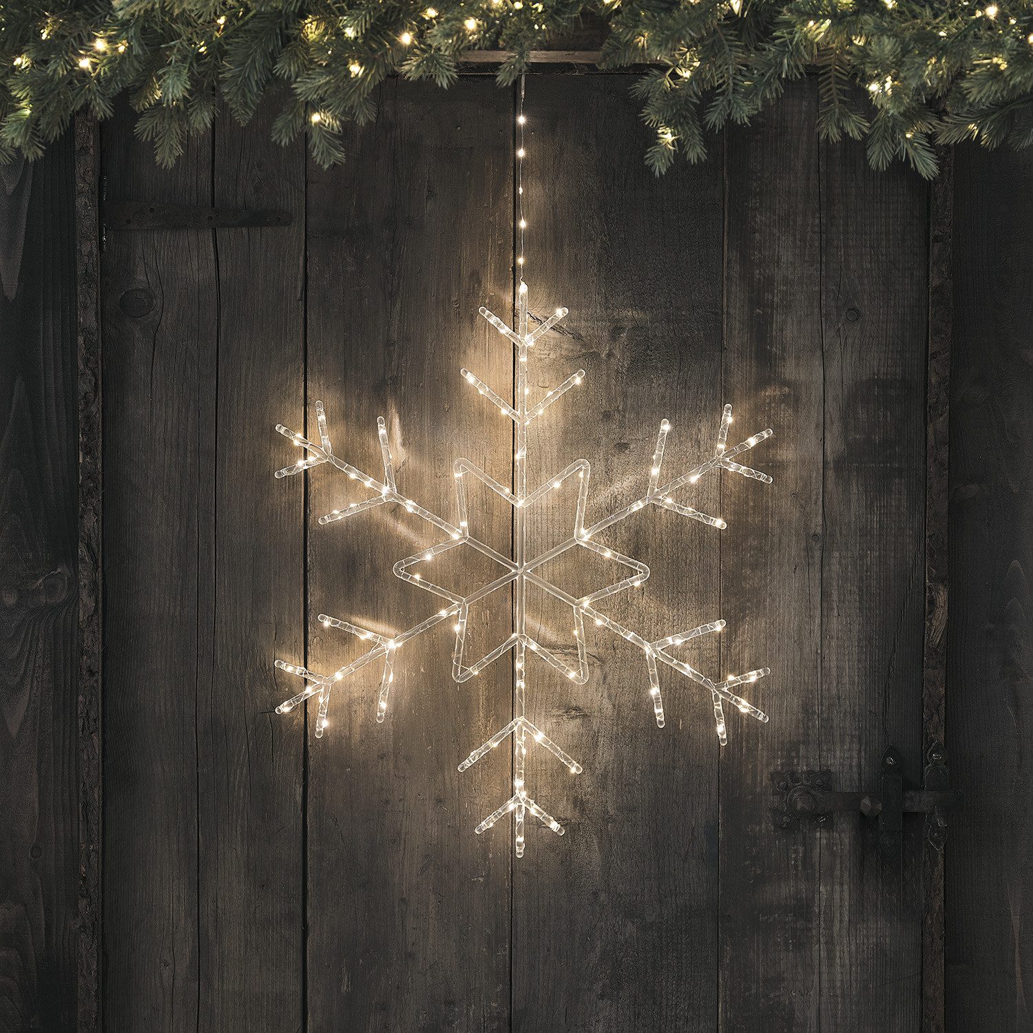 Lights4fun LED Dekolicht 60cm Acryl LED Schneeflocke Weihnachtsdeko außen, LED fest integriert