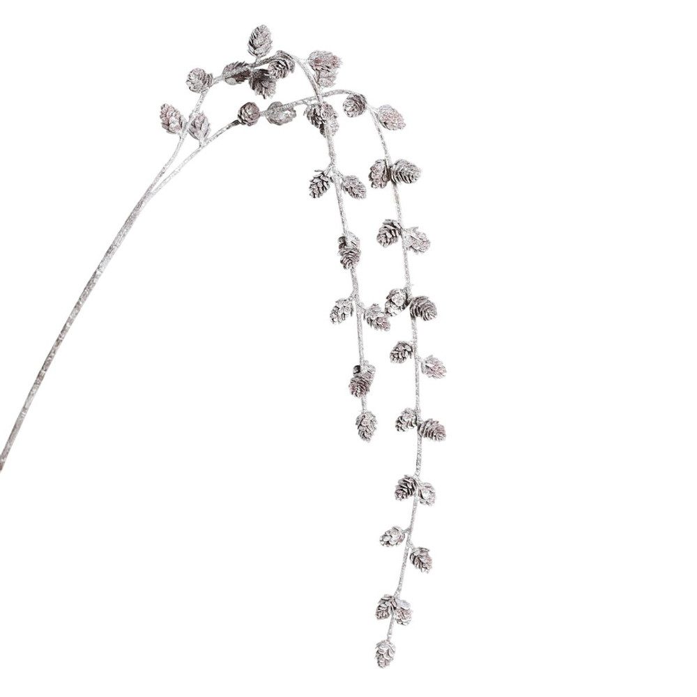 Kunstblume Dekozweig - mit Zapfen - weiß/braun, DPI günstig online kaufen