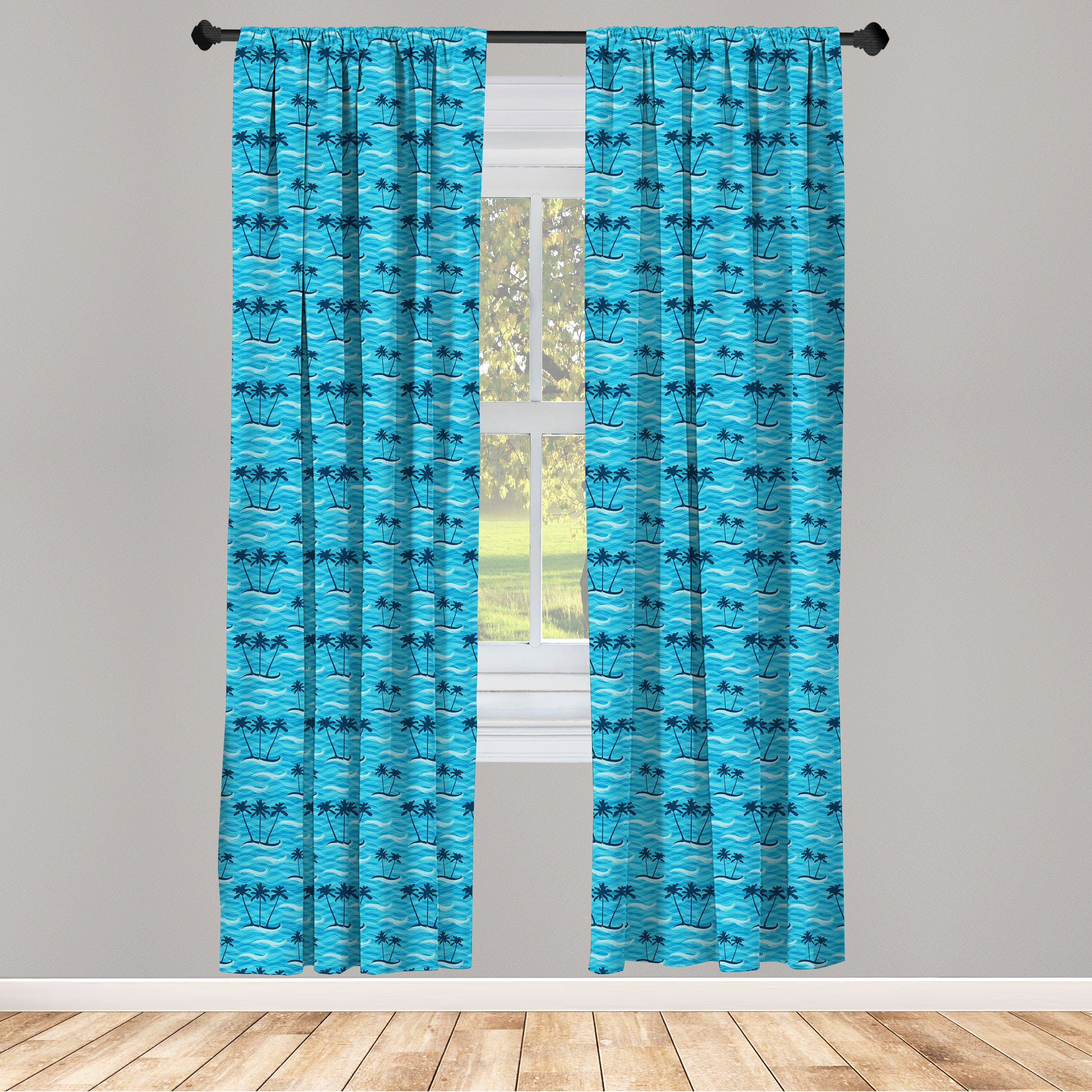 Gardine Vorhang für Wohnzimmer Schlafzimmer Dekor, Abakuhaus, Microfaser, Tropisch Sommer, Meer und Palmen