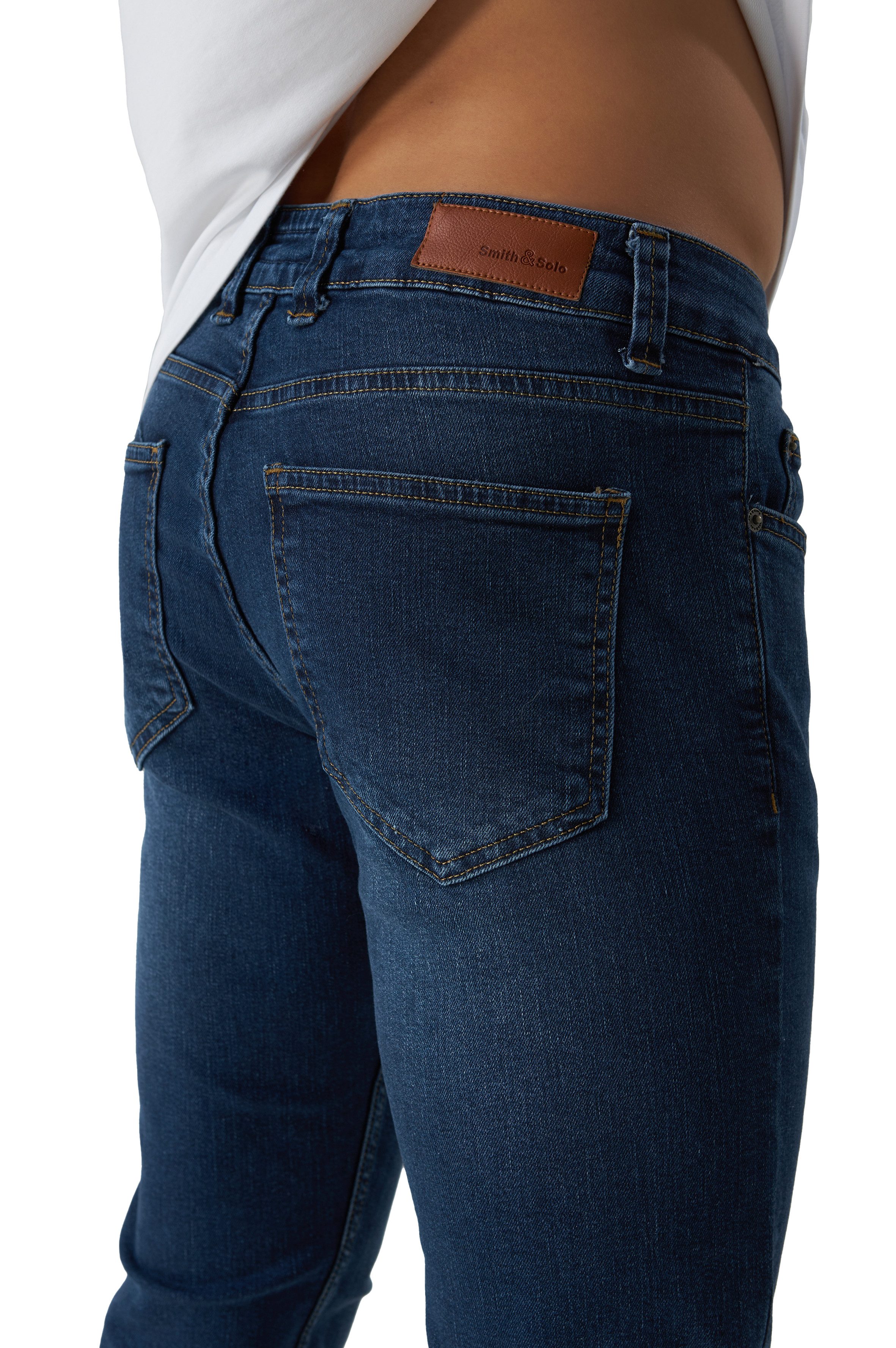 Smith & Solo Slim-fit-Jeans Herren, Jeanshose Männer, Straight Hose 5-Pocket Design, Schmale Jeans, Slimfit