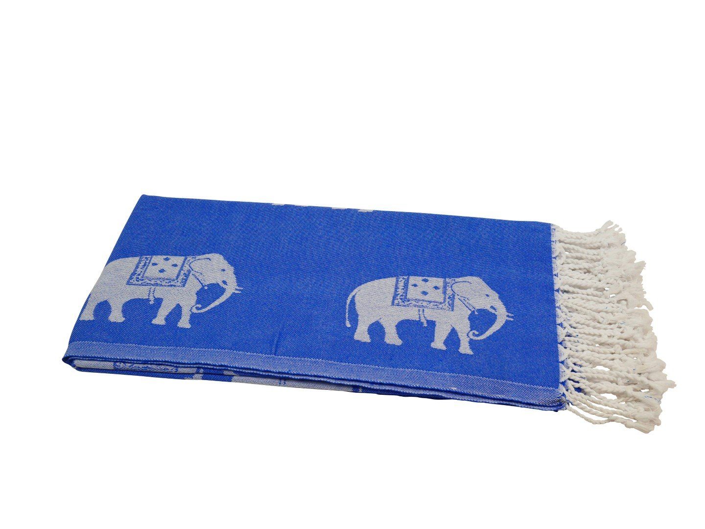 my Hamam Hamamtücher Hamamtuch blau weiß, mit kleinen Elefanten, Baumwolle (1-St), blickdicht