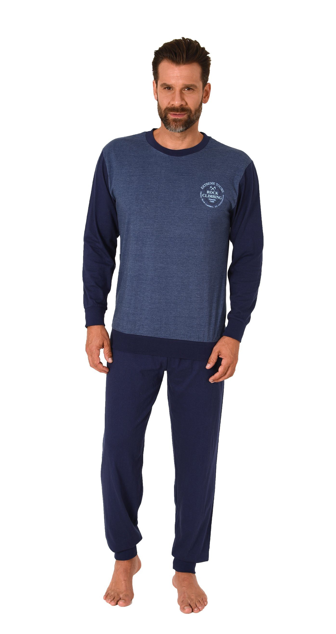 Normann Pyjama Normann Herren langarm Schlafanzug mit Bündchen in eleganter günstig online kaufen