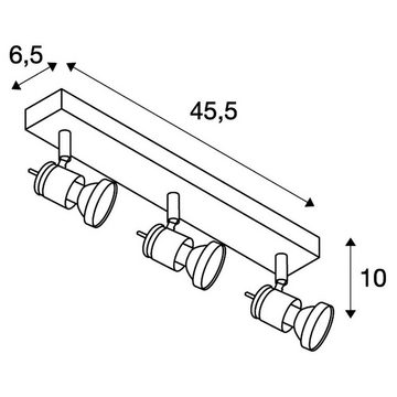 SLV Deckenspot Dreiflammiger Leuchtenspot Souvereen in aluminium-brushed, GU10, keine Angabe, Leuchtmittel enthalten: Nein, warmweiss, Deckenstrahler, Deckenspot, Aufbaustrahler