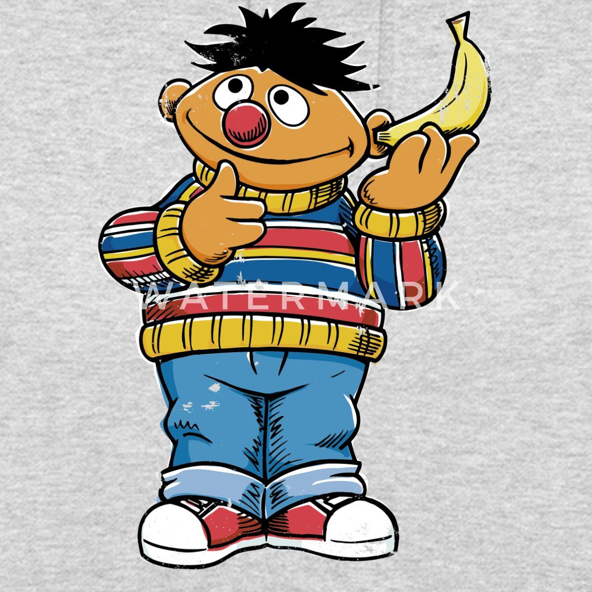 Spreadshirt Hoodie Sesamstraße Ernie Mit Banane Pose Lustig Used Look Unisex Hoodie (1-tlg)