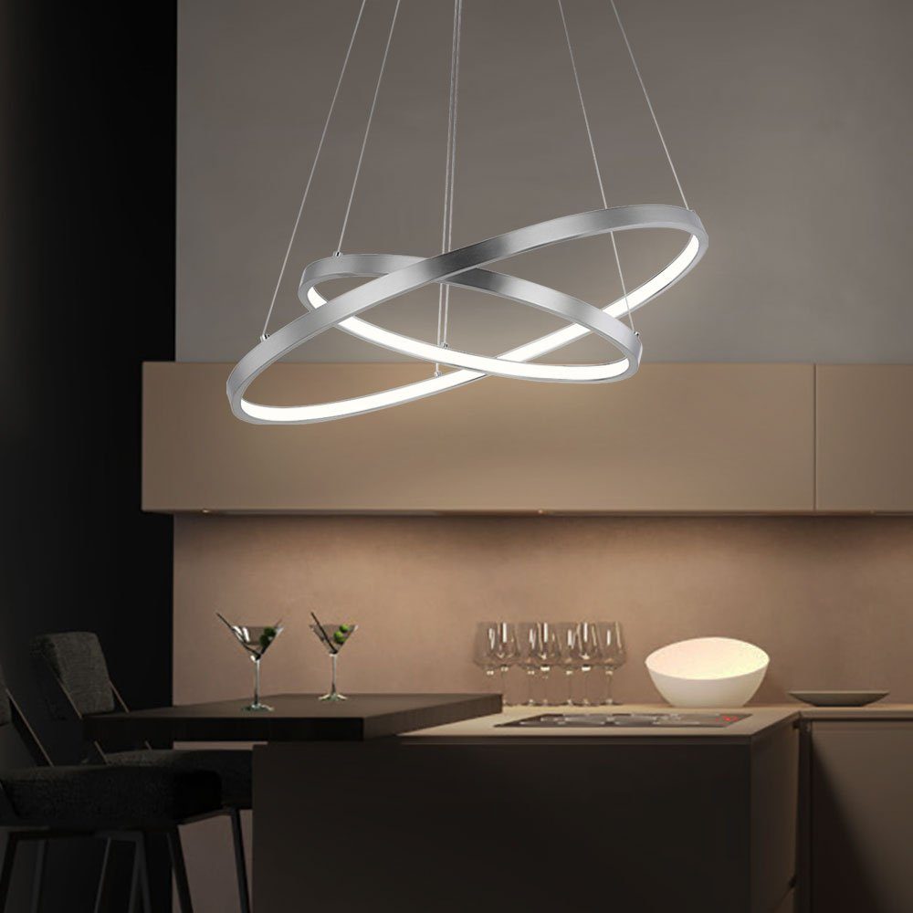 Hängelampe LED Design Ess Leuchten Küchen Wohn Zimmer Lampe Pendelleuchte Chrom 