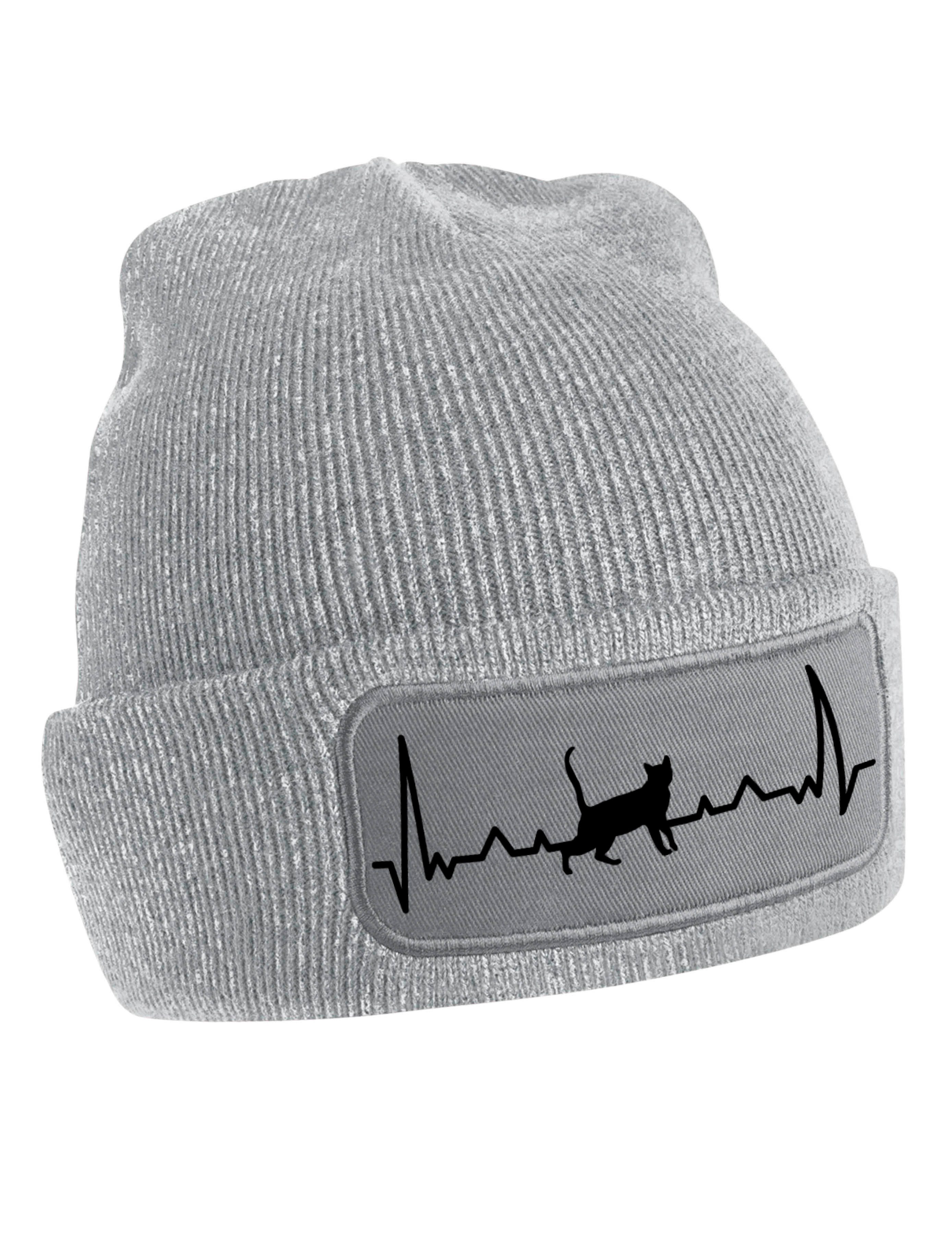 Youth Designz Beanie Heartbeat Katze Unisex Beanie Mütze mit trendigem Fron günstig online kaufen