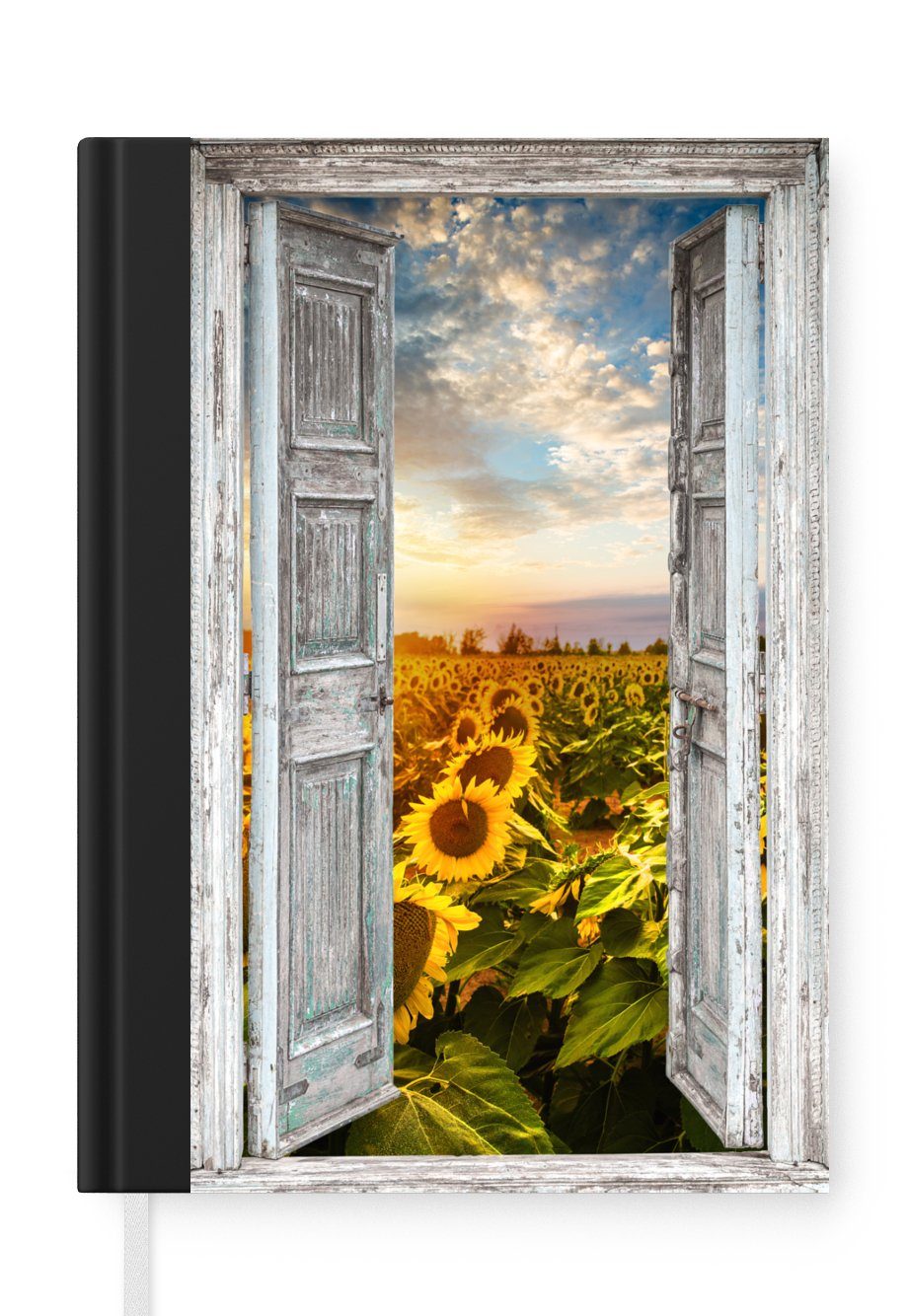 MuchoWow Notizbuch Transparent - Sonnenblume - Blumen - Sonne, Journal, Merkzettel, Tagebuch, Notizheft, A5, 98 Seiten, Haushaltsbuch | Notizbücher