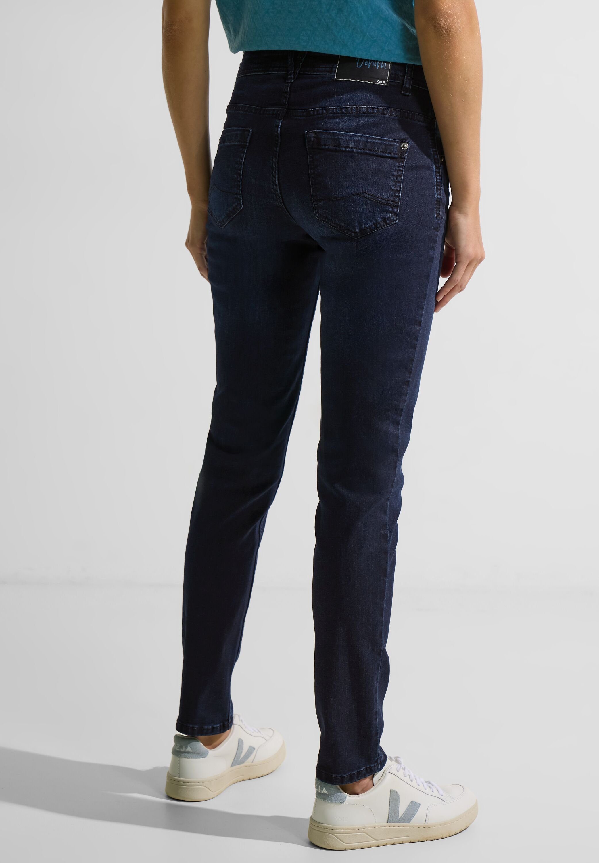 Cecil Bequeme Jeans Cecil Basic Loose Fit Jeans in Blue Black Random W (1- tlg) Five Pockets, Basic Jeans Scarlett von CECIL, Jeanshose in einer Blue-Black  Waschung