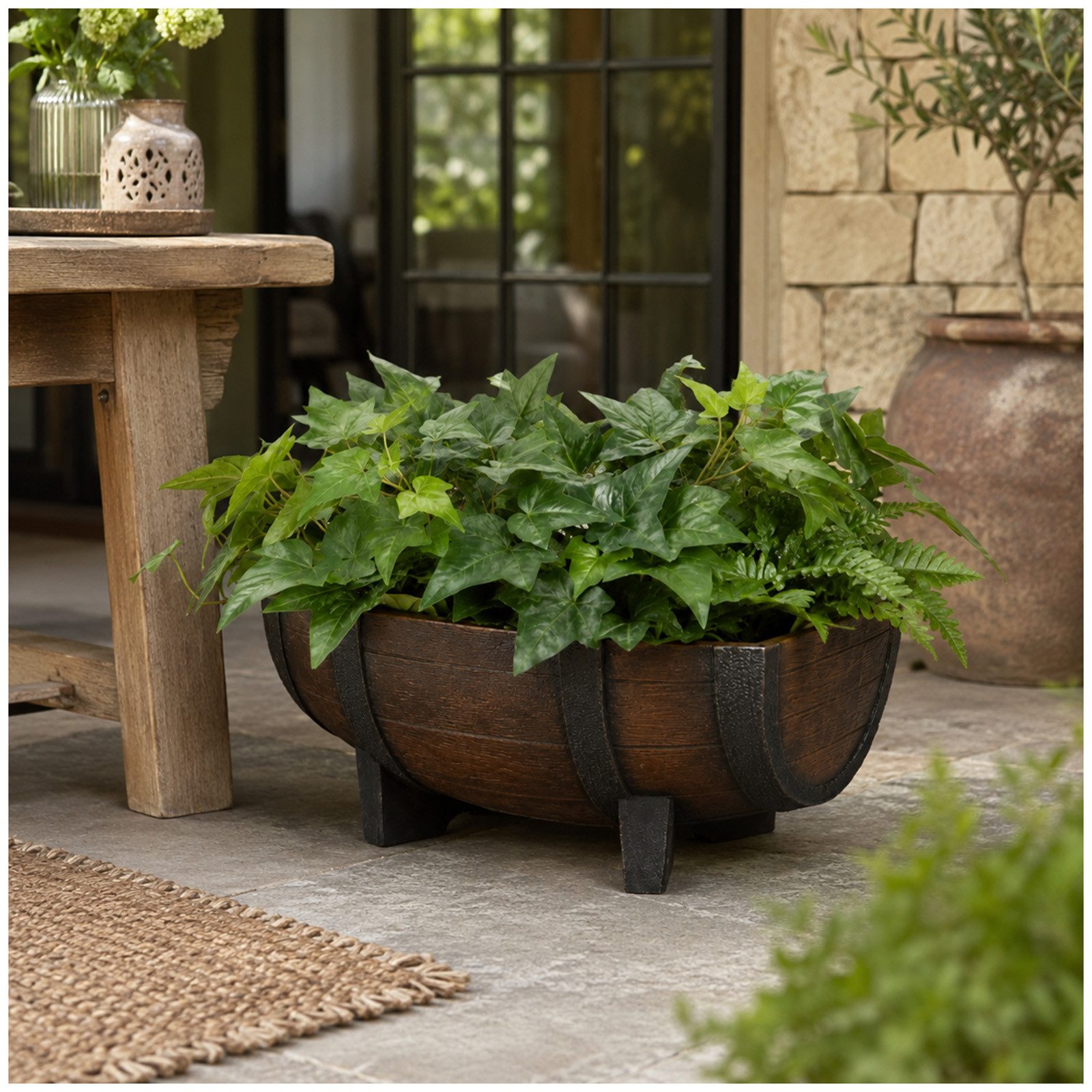 HTI-Living Pflanzkübel Pflanzkübel Fass 2er-Set Nessa (Set, 2 St., 2 Pflanzkübel), Pflanzkasten Blumenkasten