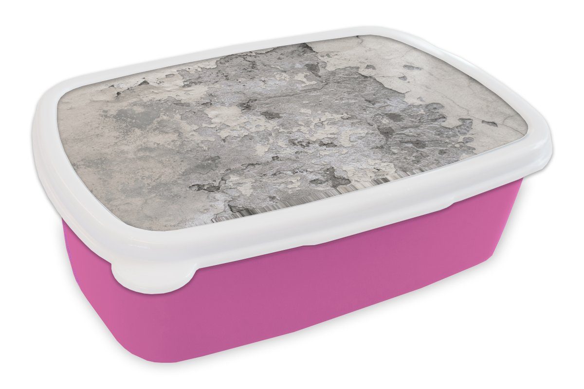 Snackbox, Mädchen, - Brotdose Kinder, Kunststoff, Brotbox MuchoWow rosa (2-tlg), Beton Kunststoff Lunchbox für - Farbe, Erwachsene, Grau