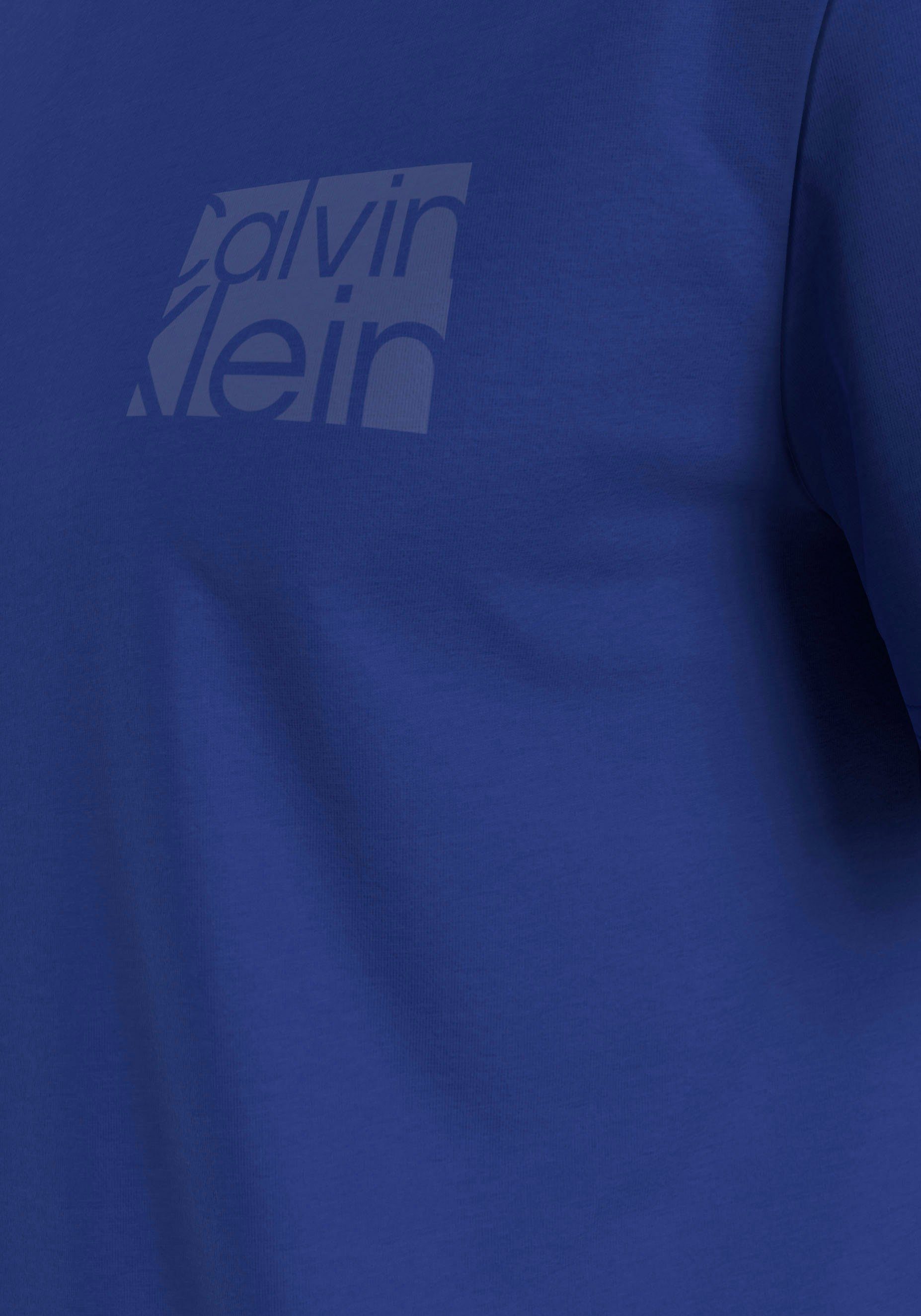 Calvin Klein Kurzarmshirt mit auf Logo Calvin mid blue Brust Klein azure der