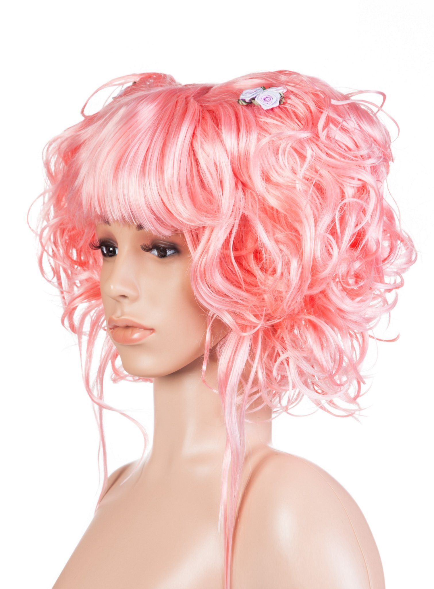 Maskworld Kostüm-Perücke Manga Perücke Rosa Karneval Faschingskostüm Damen