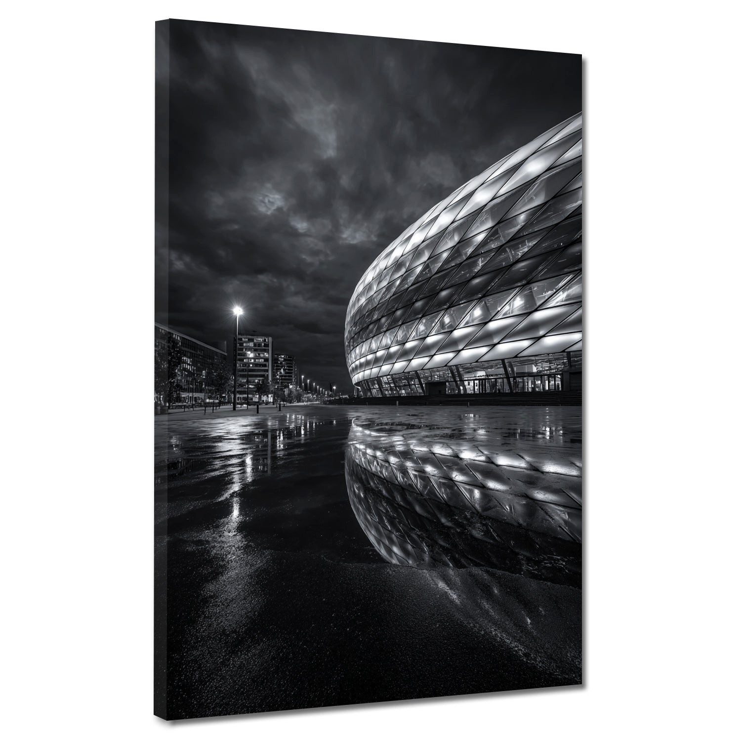 Artedinoi Leinwandbild Stadion Allianz München schwarz weiß Leinwandbild Wandbild Kunstdruck, Münchner Fußballarena, S/W