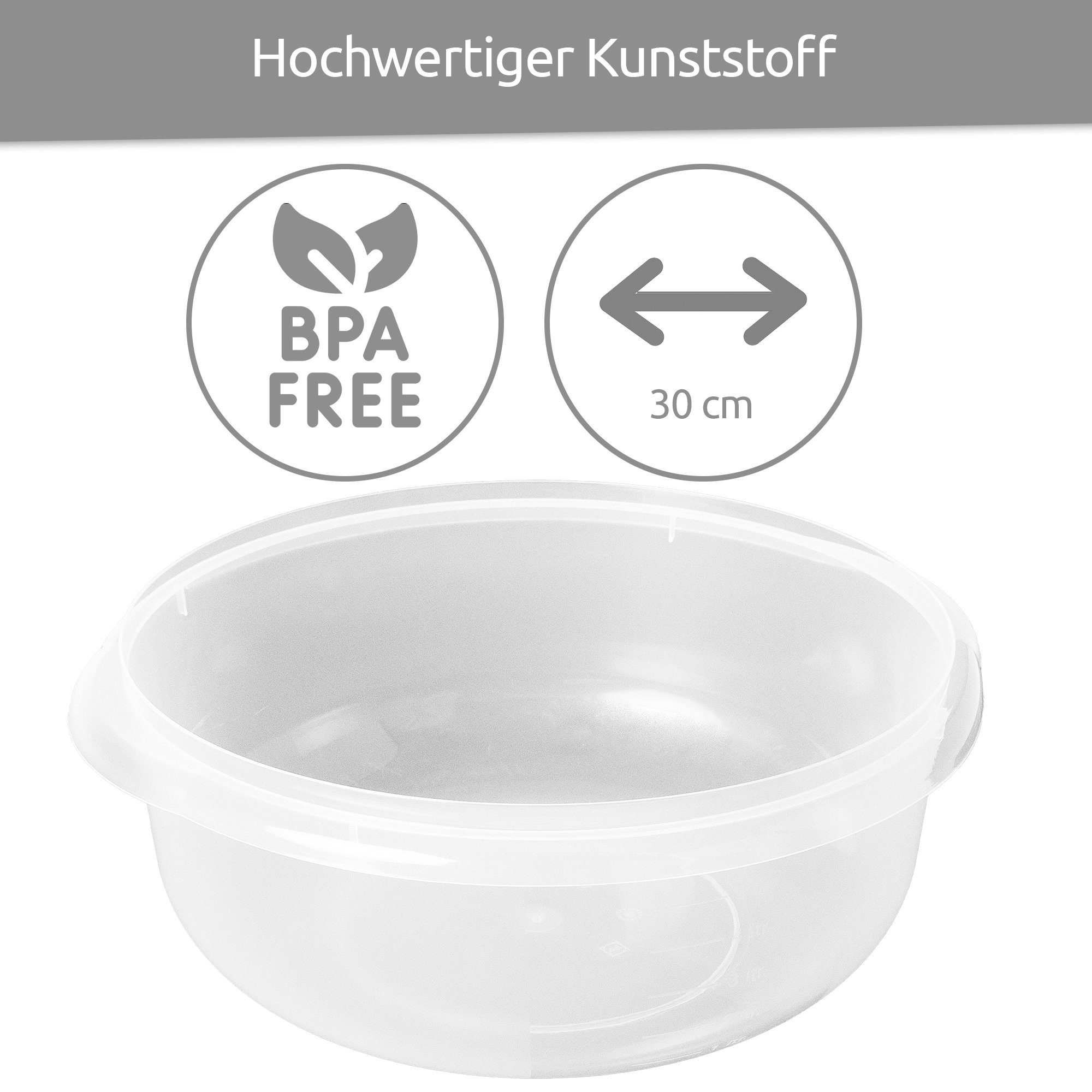 Wüllner + Kaiser Rührschüssel Hefeteigschüssel mit Schüssel (2-tlg), weiß Kunststoff, mit Meßskala Deckel