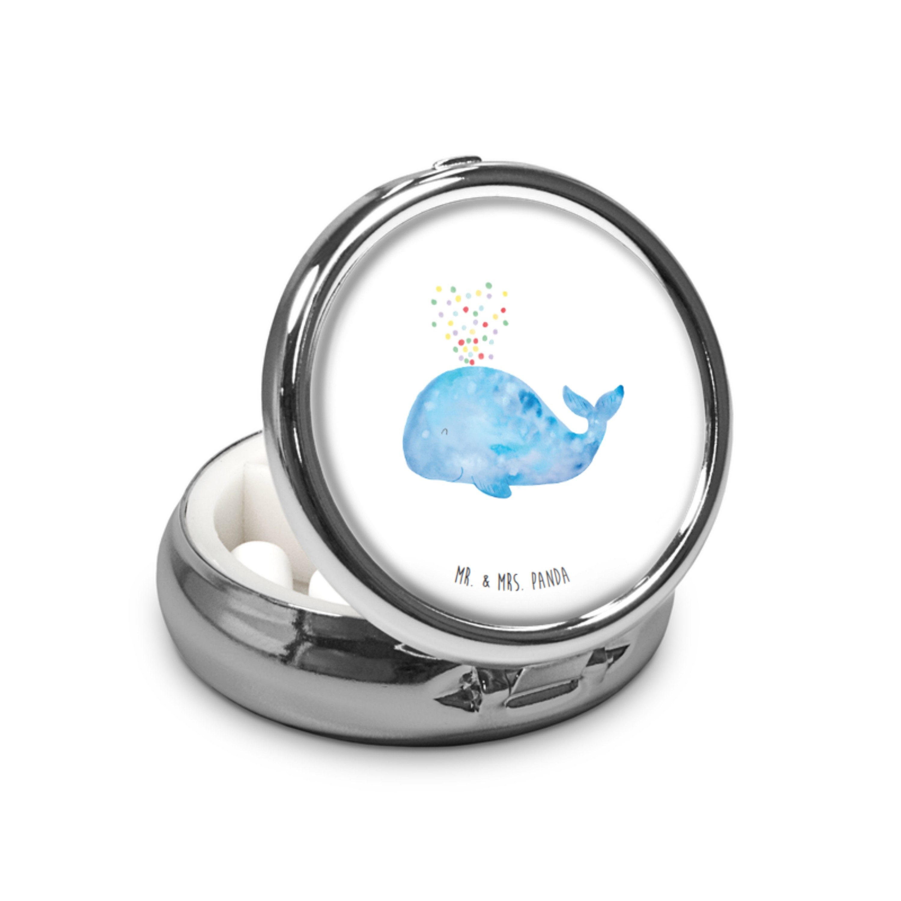 Mr. & Mrs. Panda Pillendose Wal Konfetti, Pillendose, Weiß, Abnehmen, Motivation, Geburtstag, Neu (Packung, 1 St)