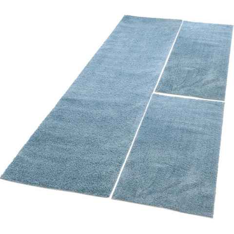 Bettumrandung Softshine 2236 Carpet City, Höhe 14 mm, (Set, 3-tlg), Bettvorleger, Hochflor, Uni-Farben, besonders weich, Läuferset