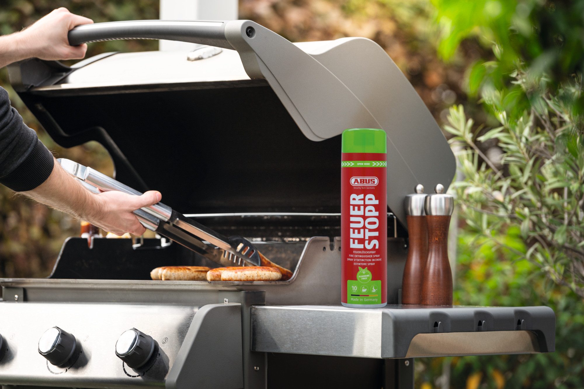 ABUS Feuerlöschspray Feuerstopp AFS625 fluorfrei, lange haltbar -Made in Germany- für Haushalt, Küche, Camper und Grill