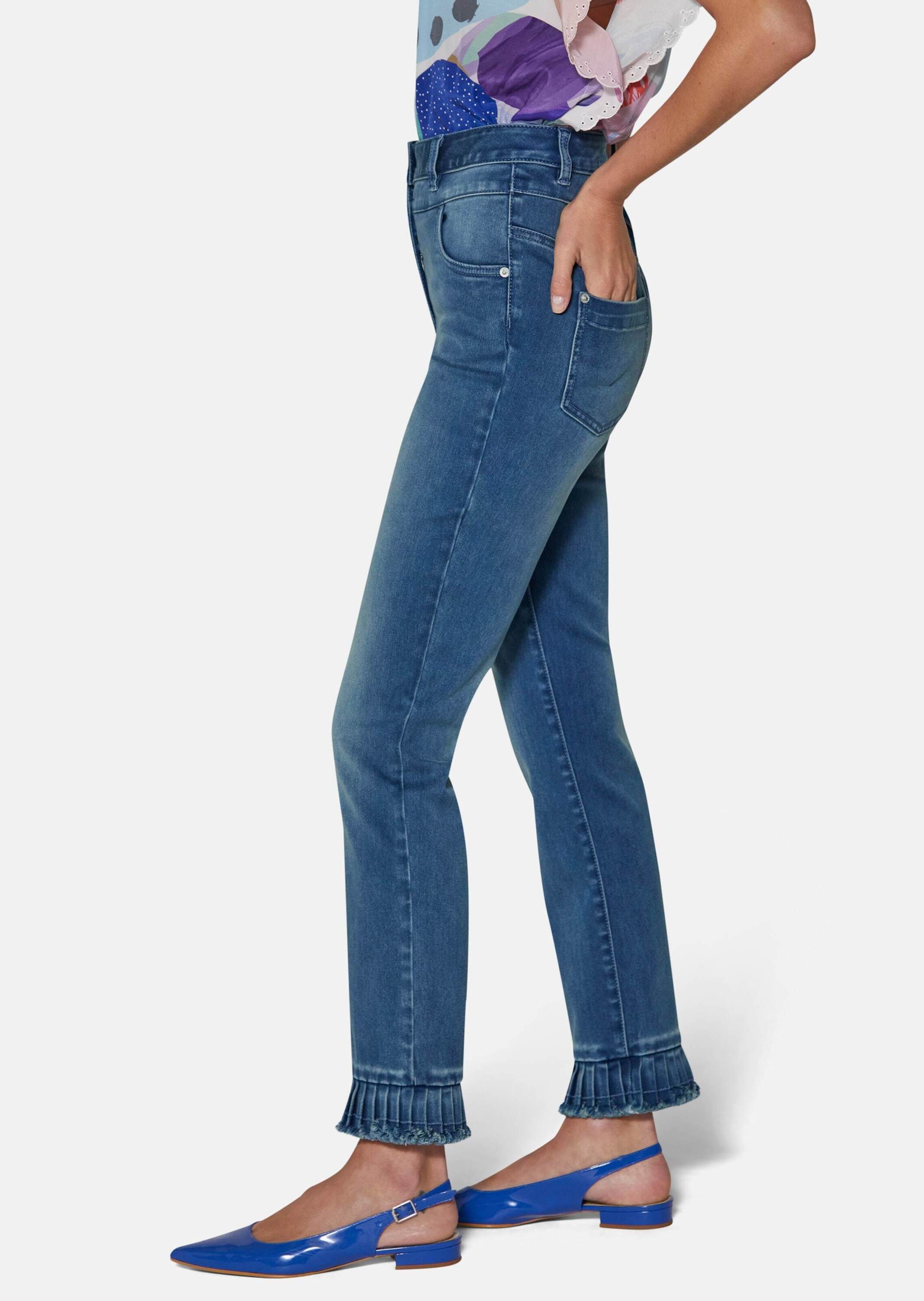 MADELEINE Gerade Jeans Jeans mit Plissee-Saum