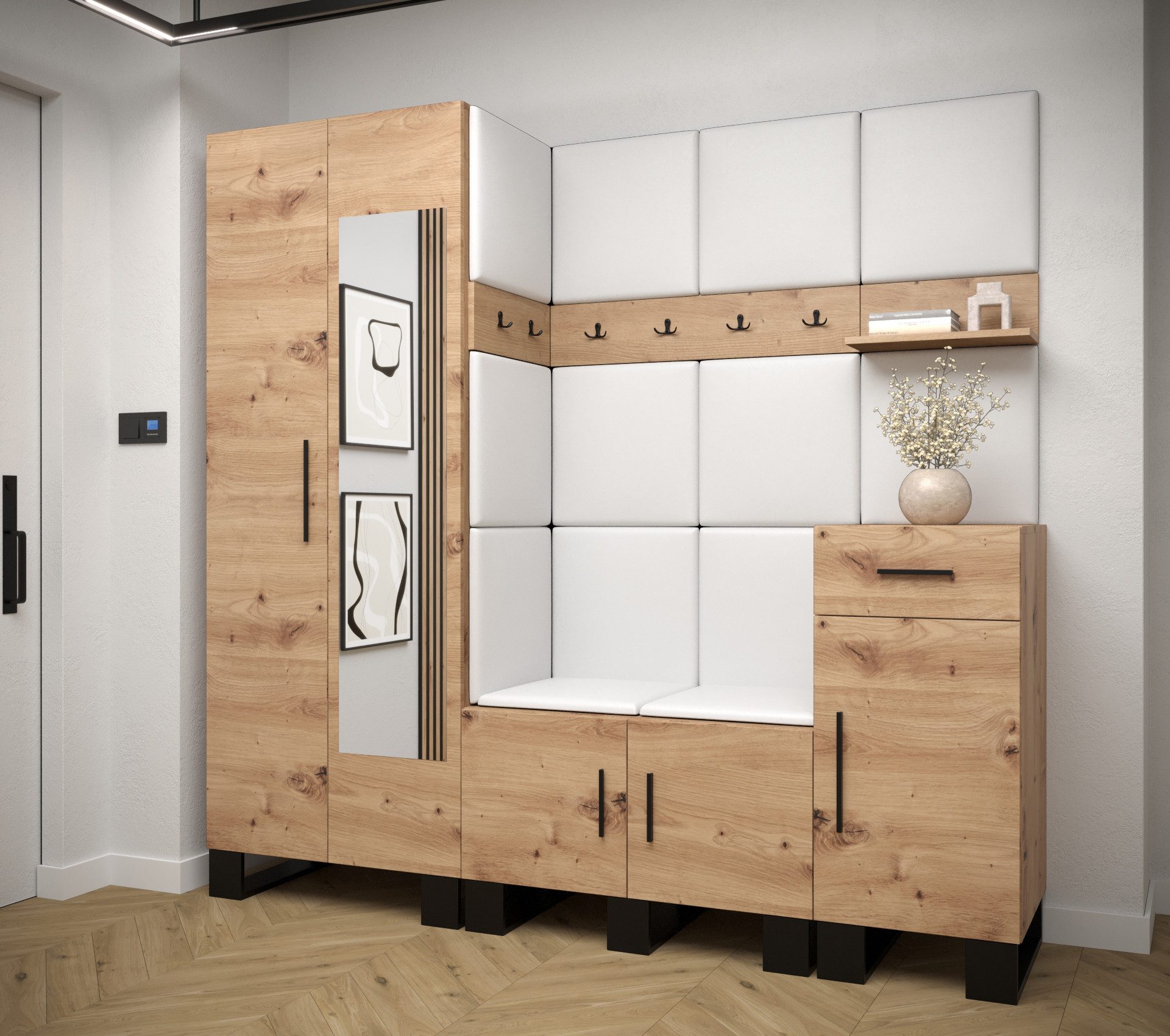 ABIKS MÖBEL Garderoben-Set ARTIN Set 13 Garderobe mit gepolsterten Paneelen günstig online kaufen