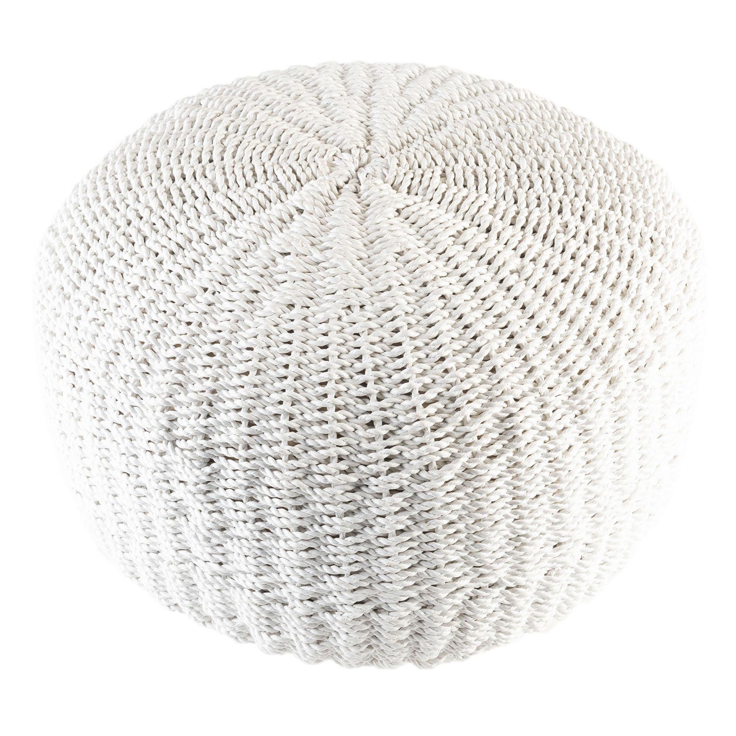 wohnfreuden Hocker Sitz-Pouf Bruno 50 cm aus Kunstfaser weiß, 29198