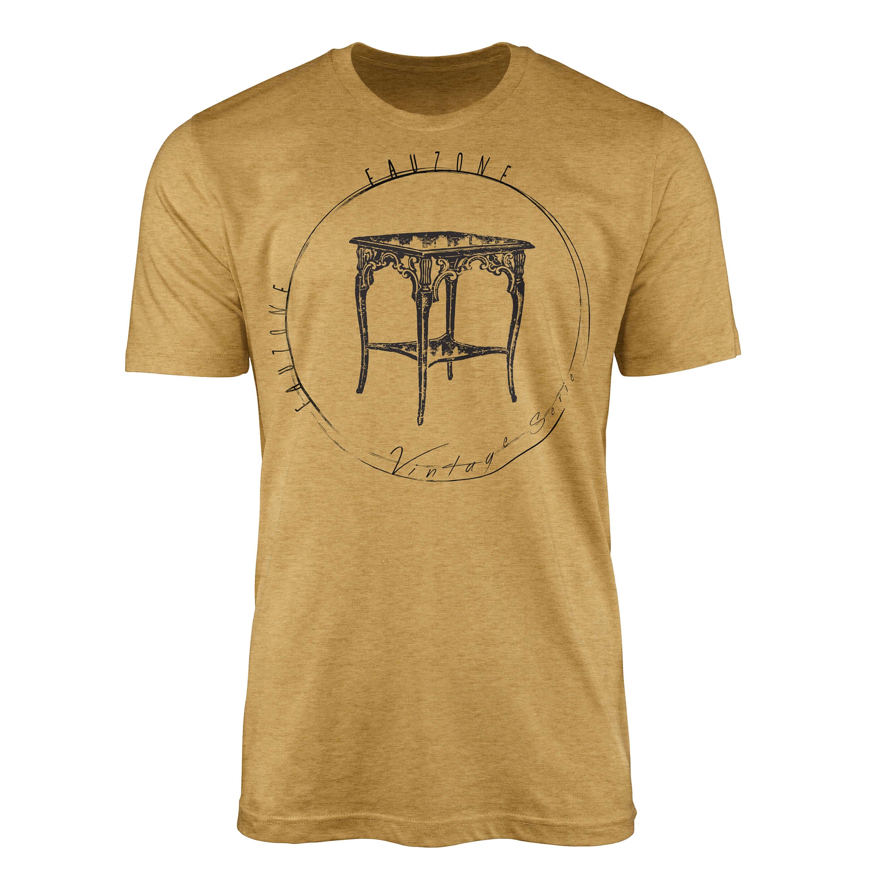 Sinus Art T-Shirt Vintage Herren T-Shirt Beistelltisch Antique Gold