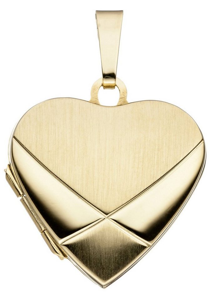 JOBO Medallionanhänger Anhänger Medaillon Herz, 585 Gold, Höhe ca. 19,7 mm,  Breite ca. 20,6 mm, Tiefe ca. 4,9 mm