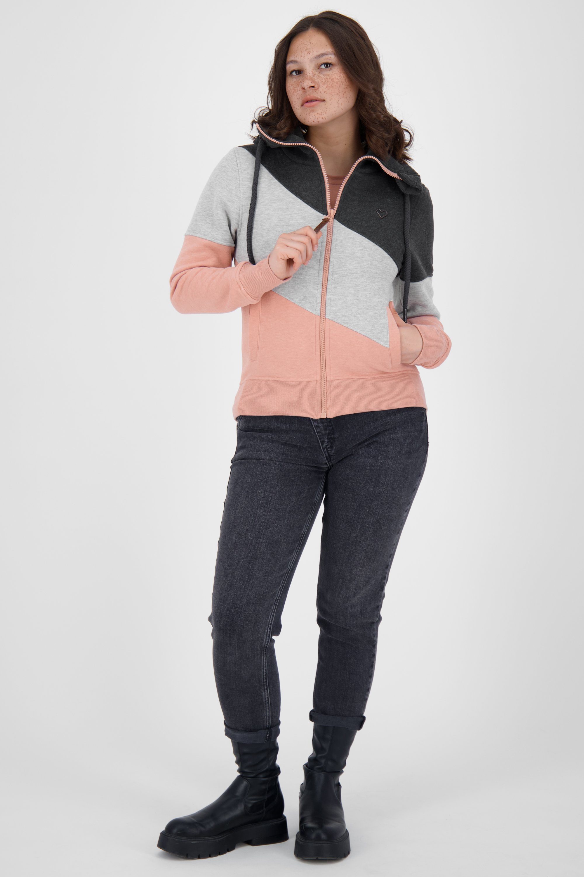 Kickin mahagonium Sweatjacket Kapuzensweatjacke Kapuzensweatjacke, & SteffiAK Damen A Sweatjacke Alife melange