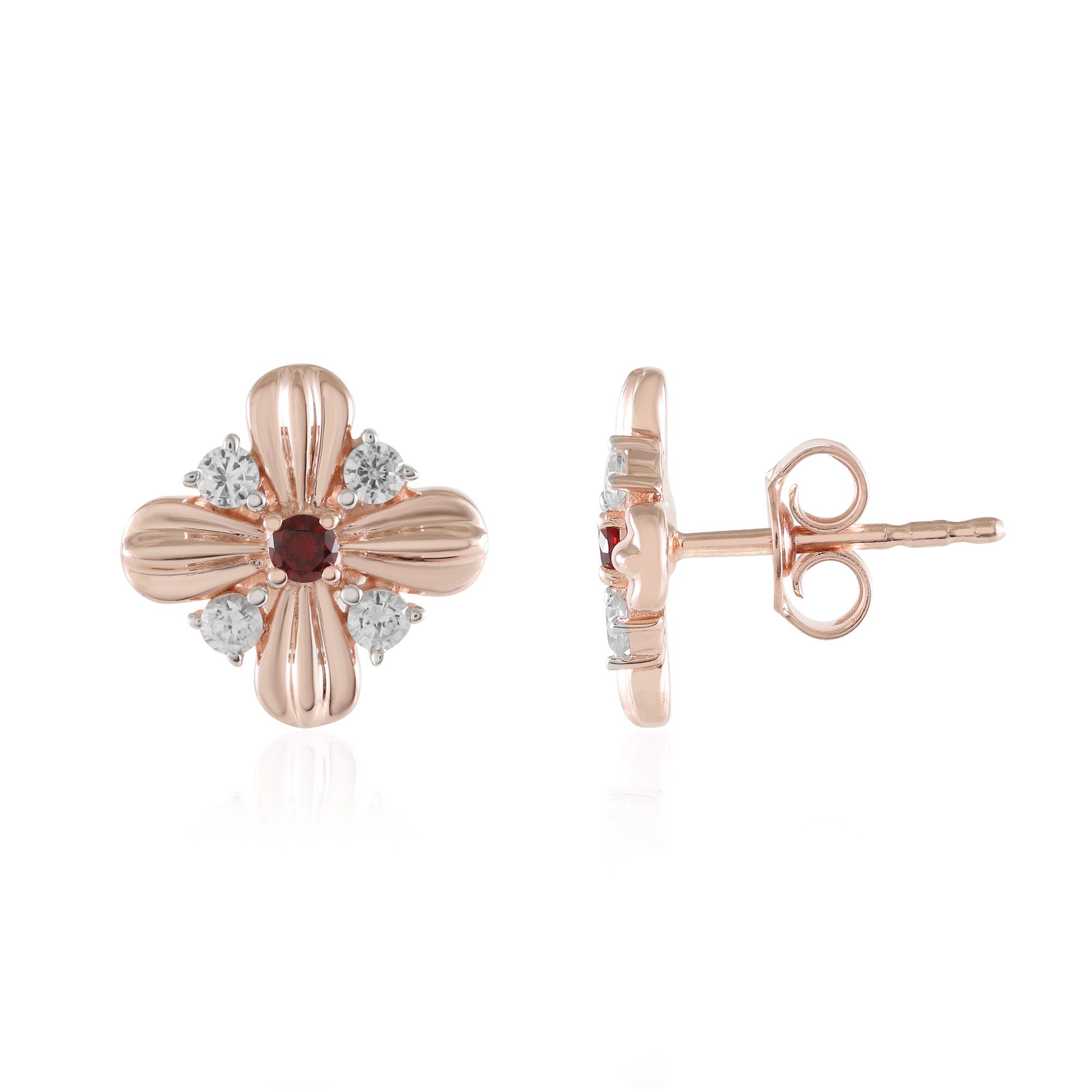 Ohrring-Set Cavill rote Spinell Ohrstecker, 925er Silber rosévergoldet, 0,09 ct
