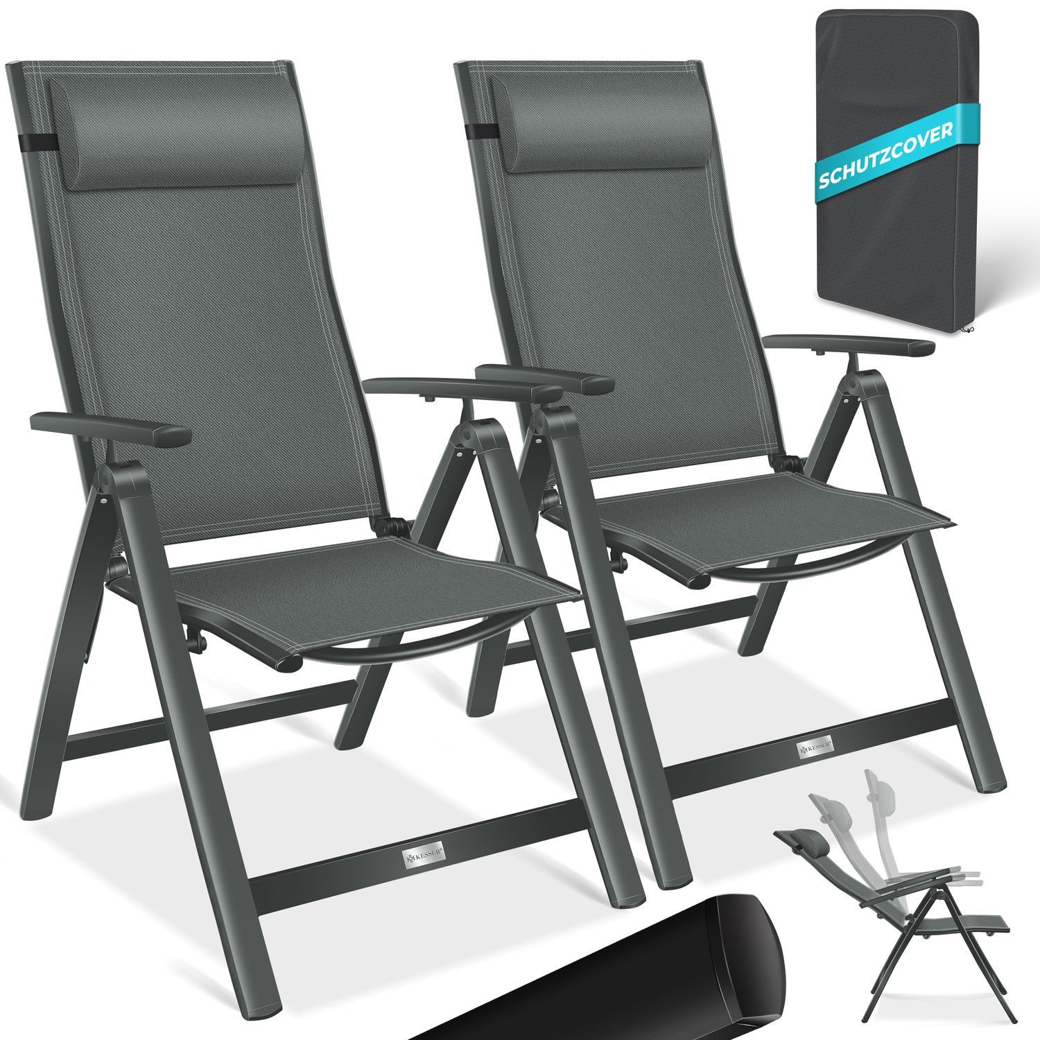 KESSER Gartenstuhl (2 St), Hochlehner mit Armlehnen Aluminium Klappstuhl günstig online kaufen