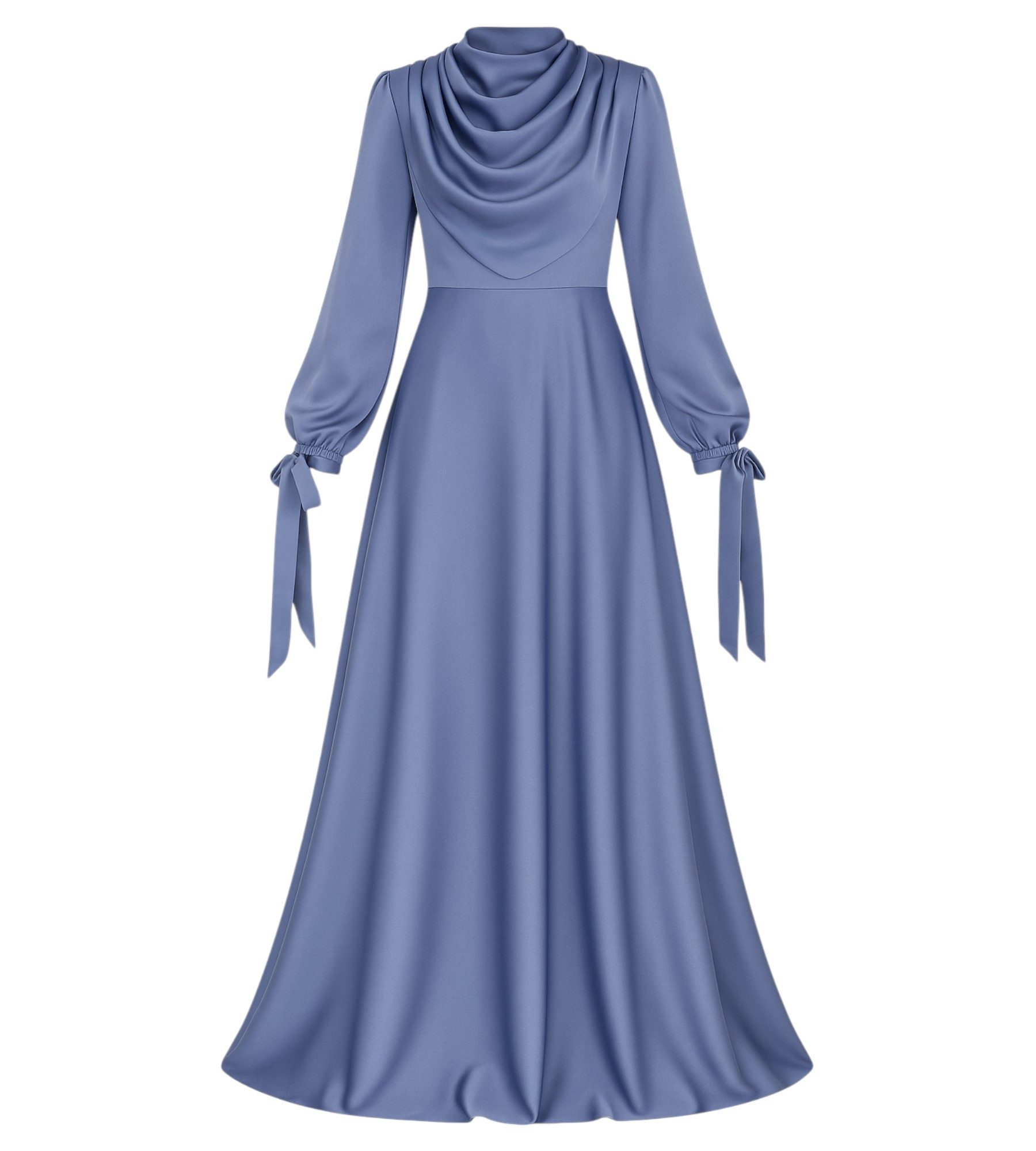 Abendkleid Damen Maxikleid Satinkleid langarm