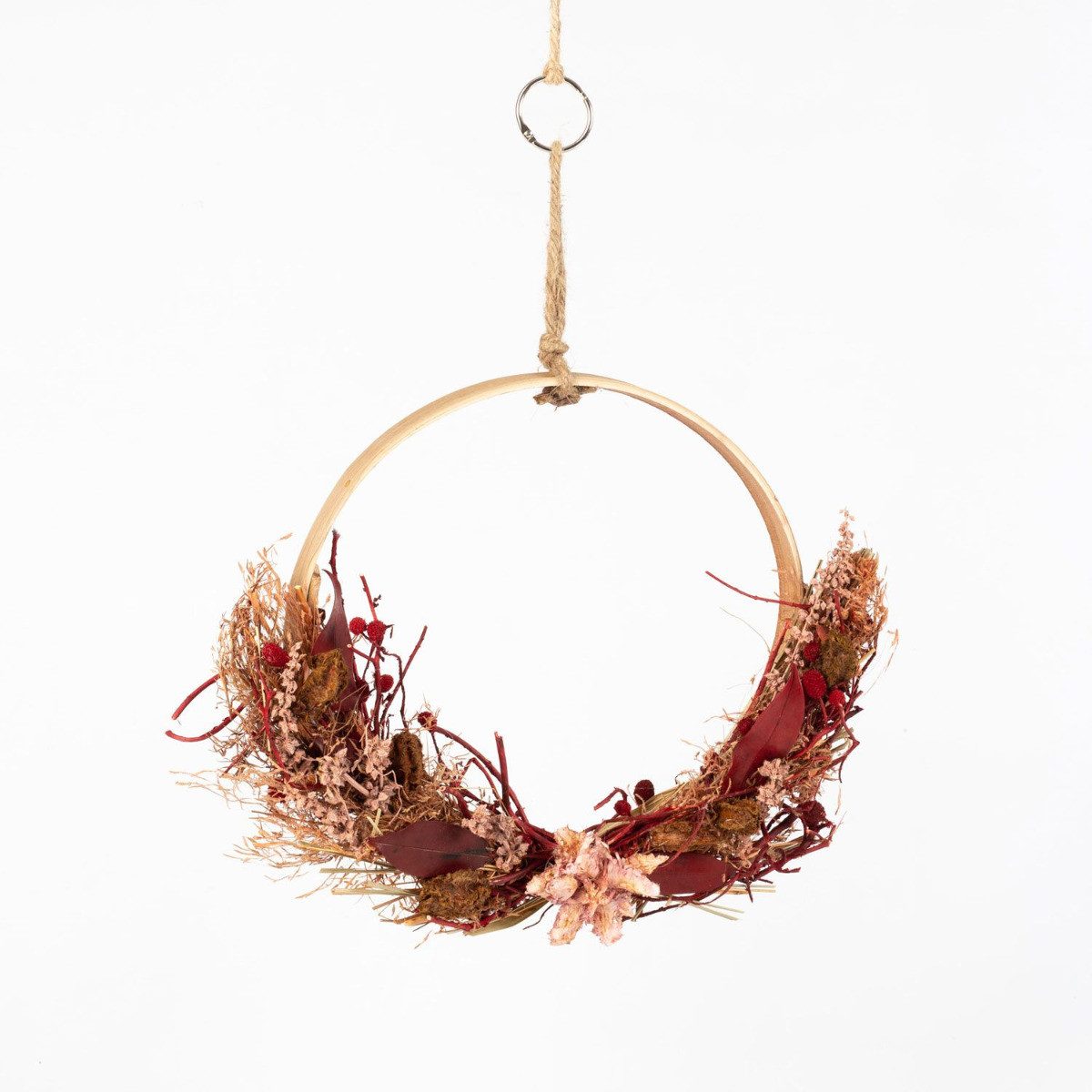 Trockenblume Trockenblumenkranz GALENO auf Ring, Burgunderrot, 36,5 cm, Ø30 cm, artplants, Höhe 36.5 cm