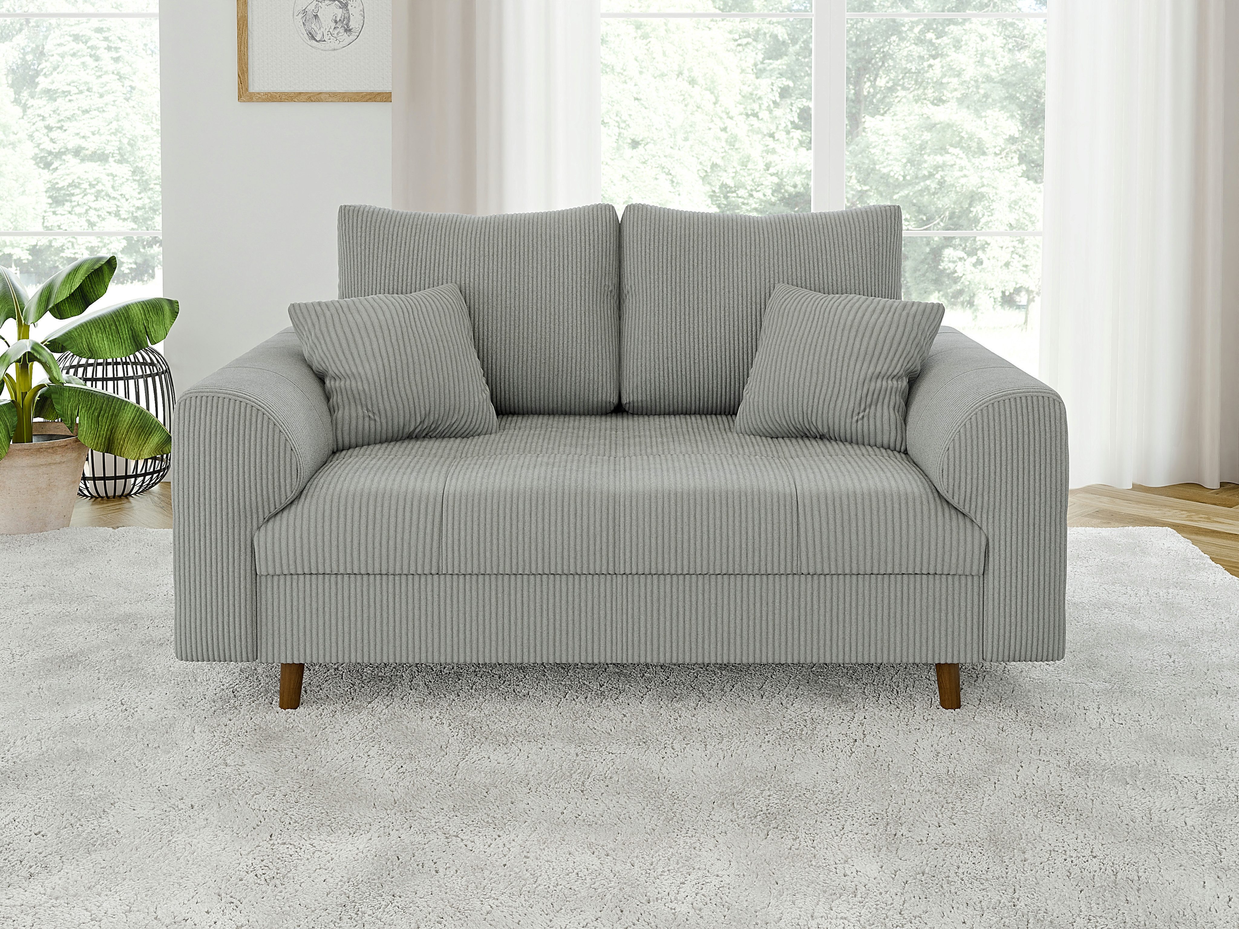 S-Style Möbel Polstergarnitur 3+2+1 Zara mit Braun Holzfüßen im skandinavischen Stil aus Cord-Stoff, (1x 3-Sitzer-Sofa, 1x 2-Sitzer-Sofa, 1x Sessel) – Bild 5 von 5