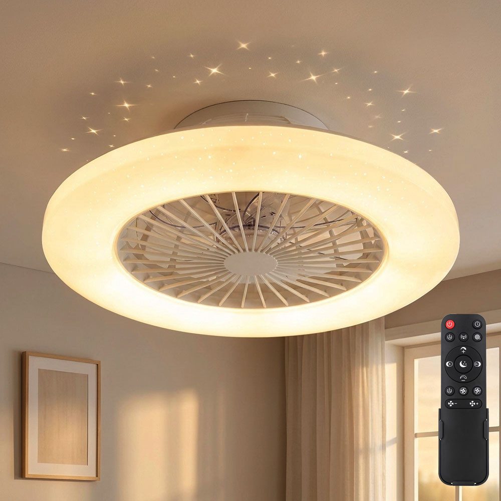 GLOBO LIGHTING Deckenventilator, LED Deckenventilator inkl. Fernbedienung Sterneneffekt Dimmbar