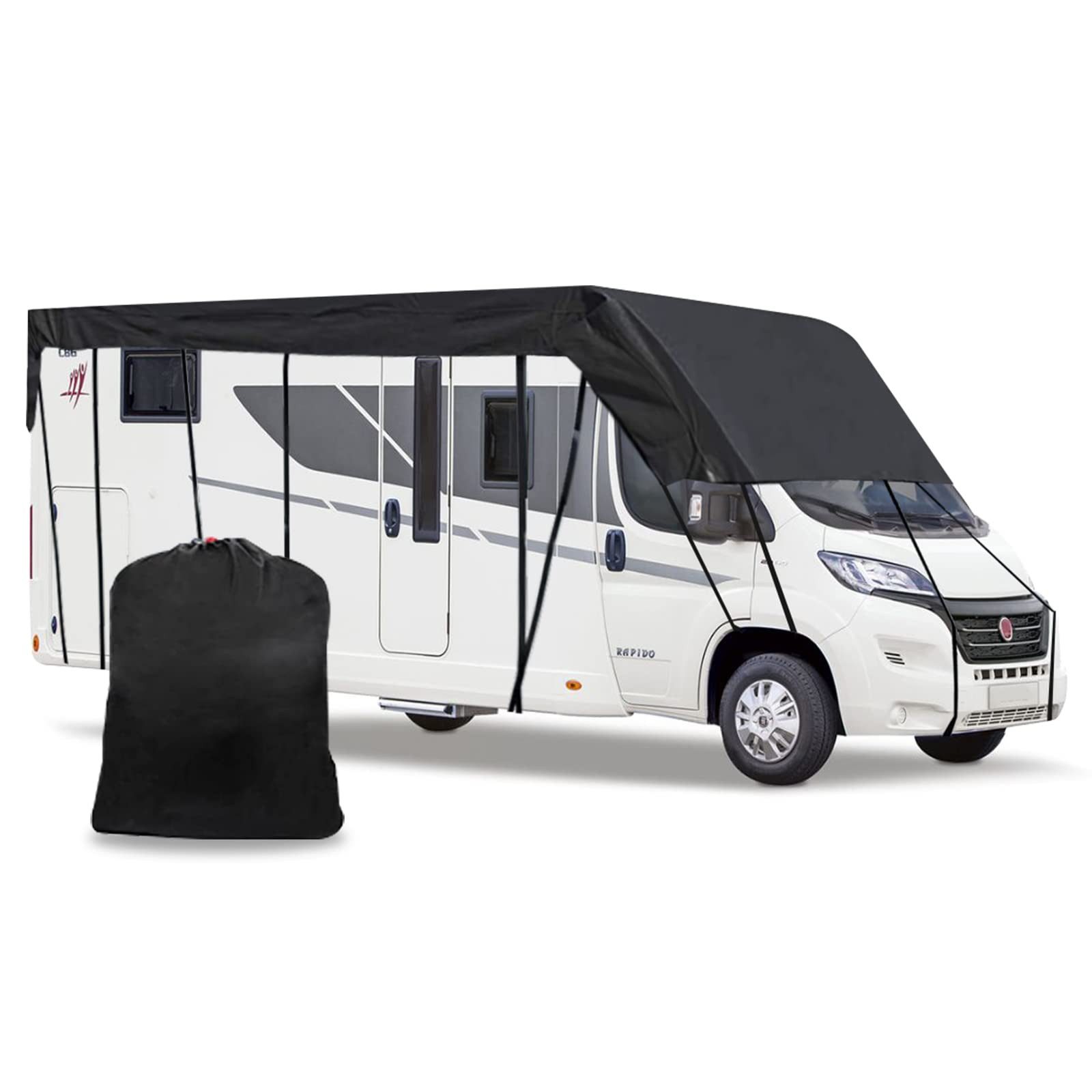 BlingBin Wohnmobilschutzhülle Wohnwagen Schutzhülle, 210D Oxford Wohnmobil Dachschutzplane Abdeckung (1er Set, 1-St., 5x3m), Wohnwagen Wohnmobilabdeckungen für Wasserdicht, Sonnensicher Winddicht