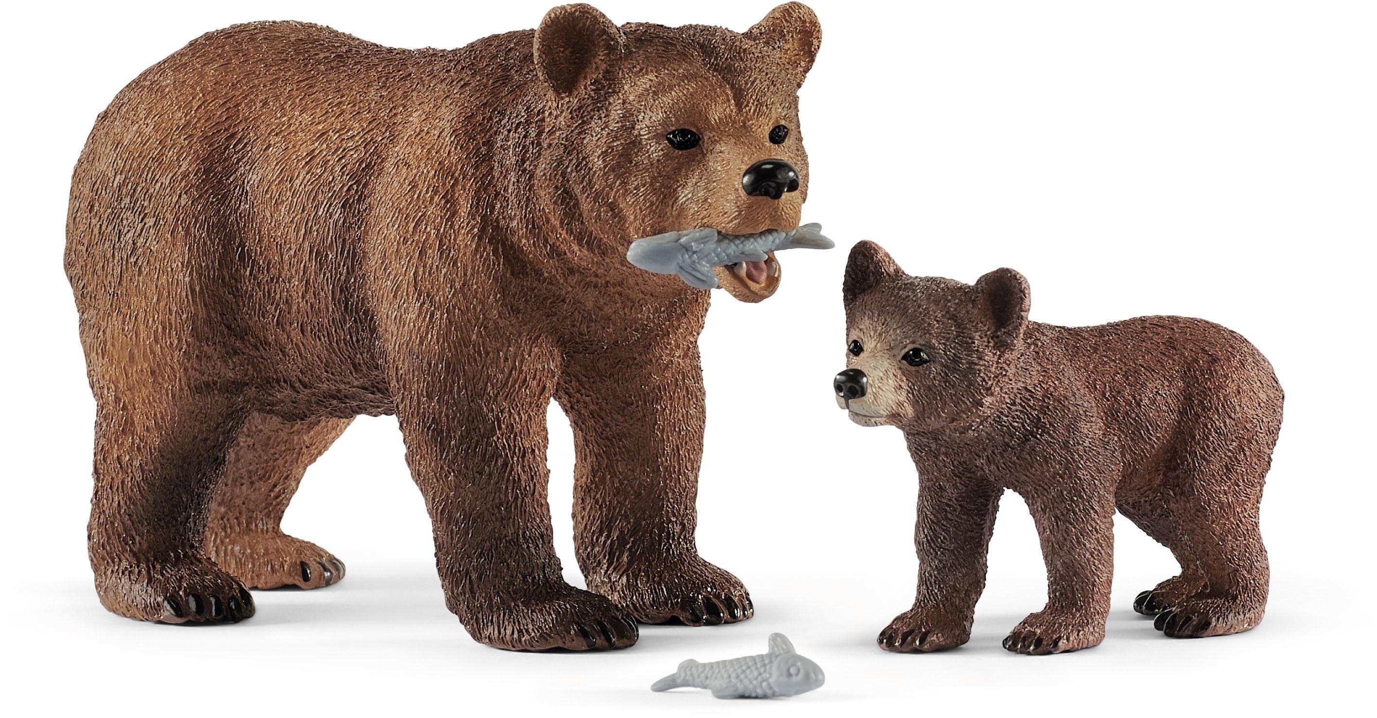 Schleich® Spielfigur »Wild Life, Grizzlybär-Mutter mit Jungem (42473