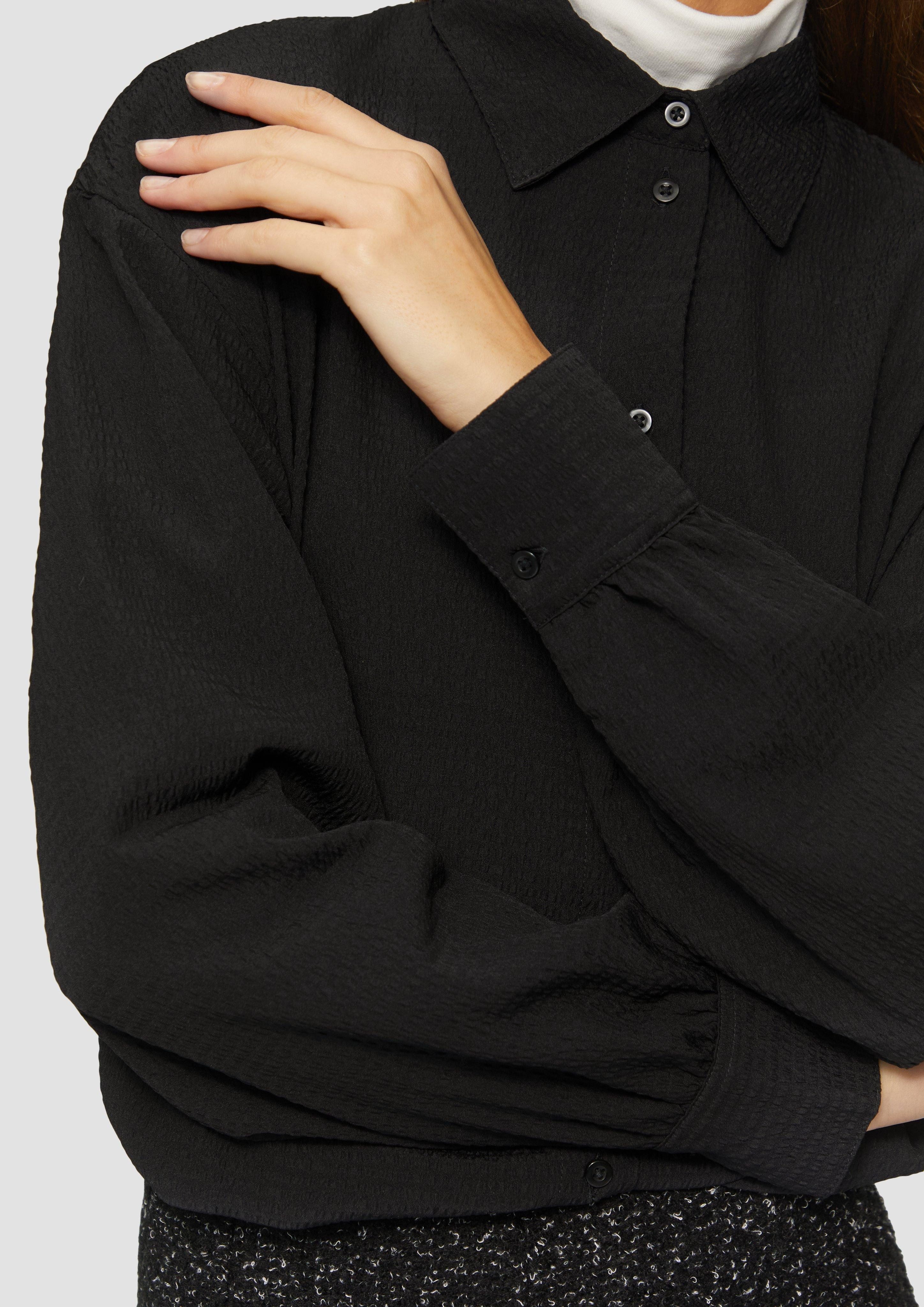 s.Oliver Langarmbluse Strukturierte Hemdbluse mit Raffung günstig online kaufen
