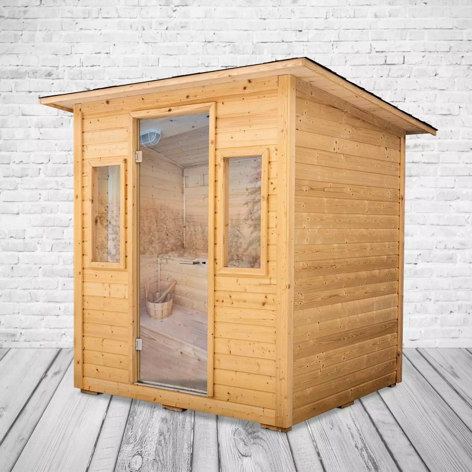 PureHaven Sauna Aussensauna 190x205x240 cm mit finnischem Saunaofen von Harvia