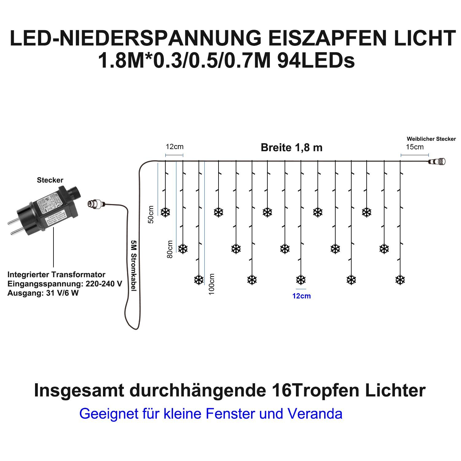 Rosnek LED-Lichterkette 31V, Schneeflocke, Speicherfunktion, für Fenster Ve günstig online kaufen